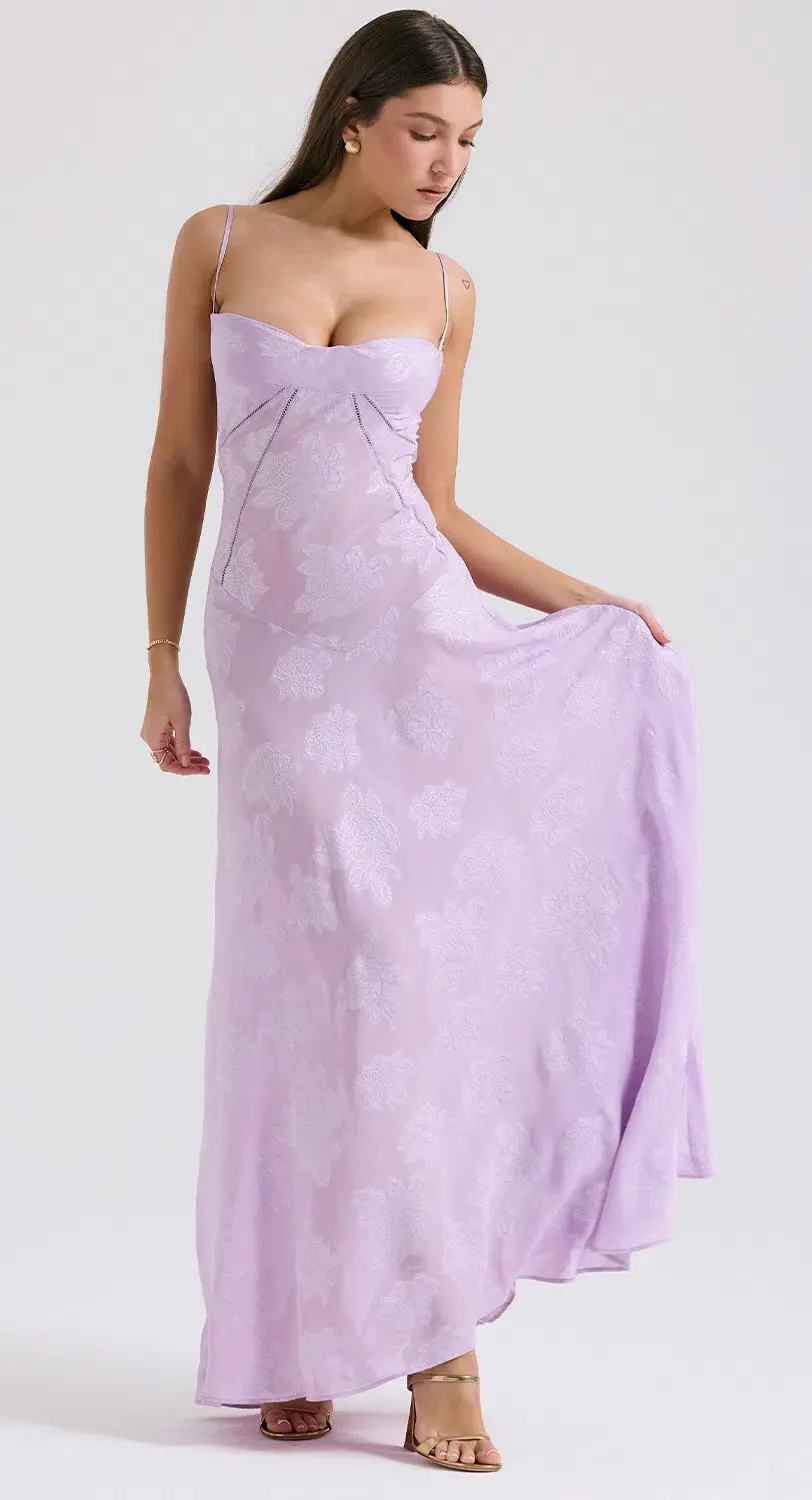 House Of CB Seren Lace Back Maxi Dress Orchid Floral Size S / AU 8 - Image 2