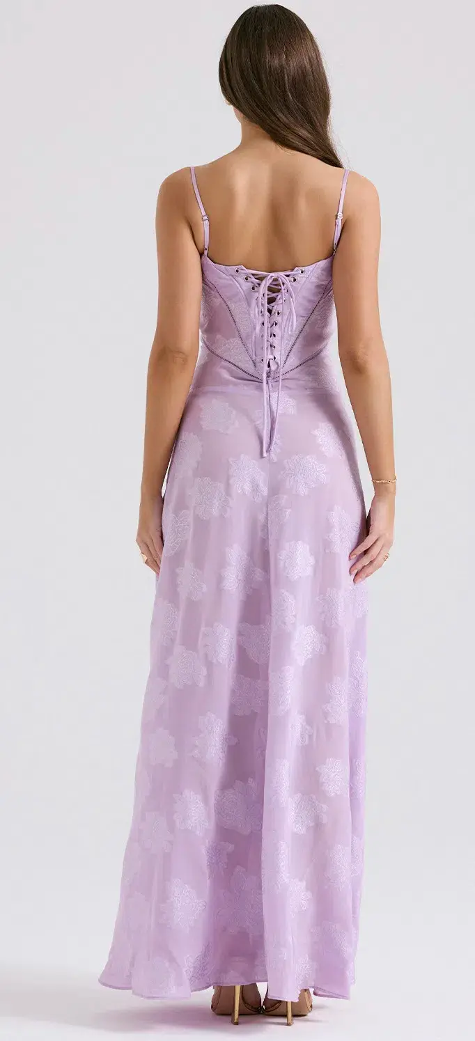 House Of CB Seren Lace Back Maxi Dress Orchid Floral Size M / AU 10 - Image 3