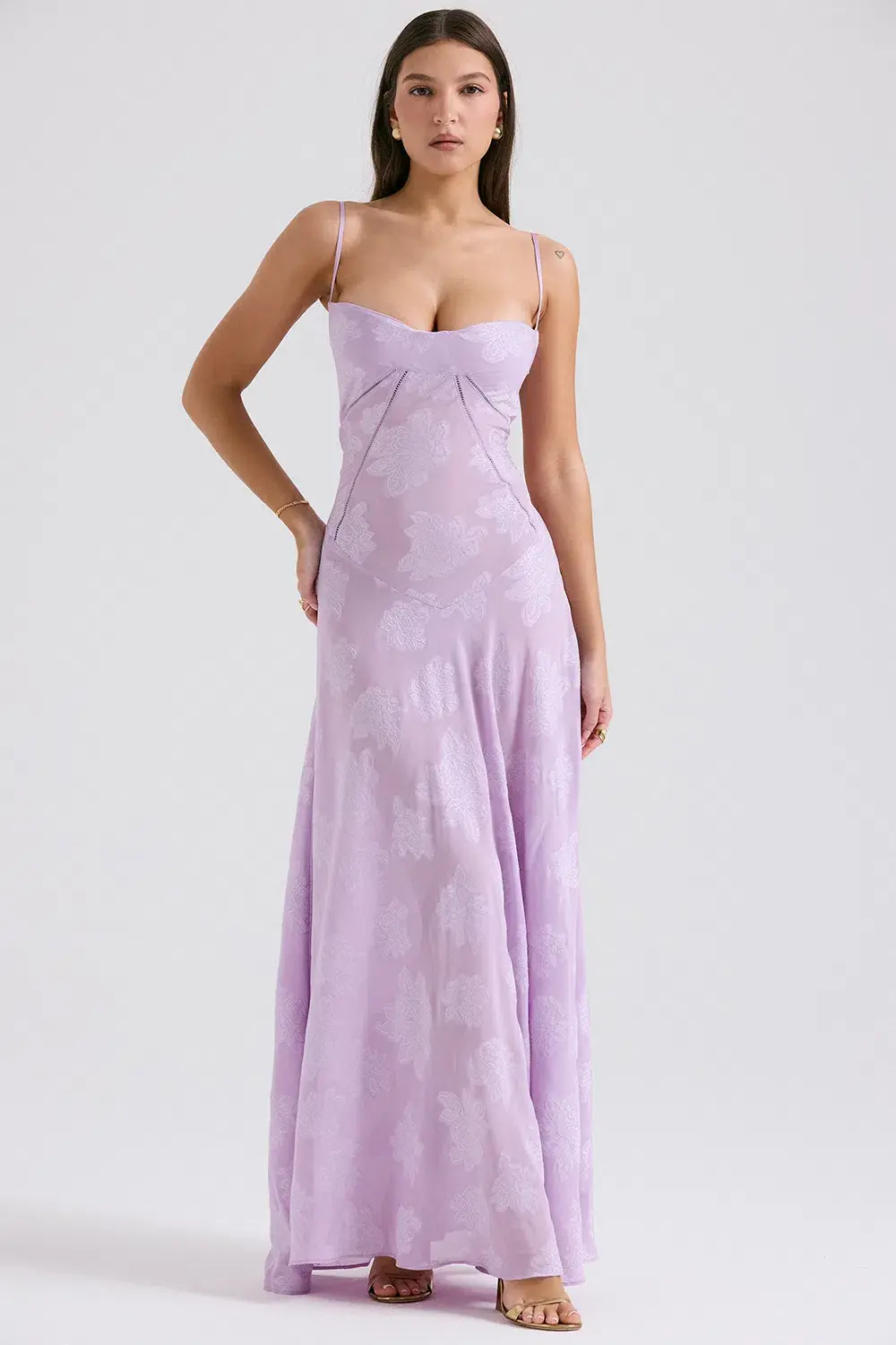 House Of CB Seren Lace Back Maxi Dress Orchid Floral Size M / AU 10 - Image 2