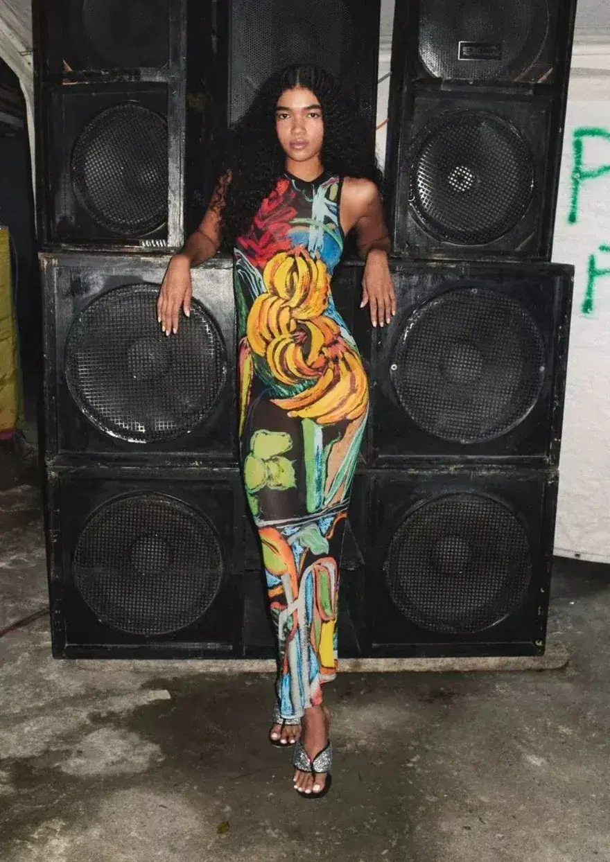 Venroy Mesh Tank Dress Jamaica Scene Print Size 12 - Image 2