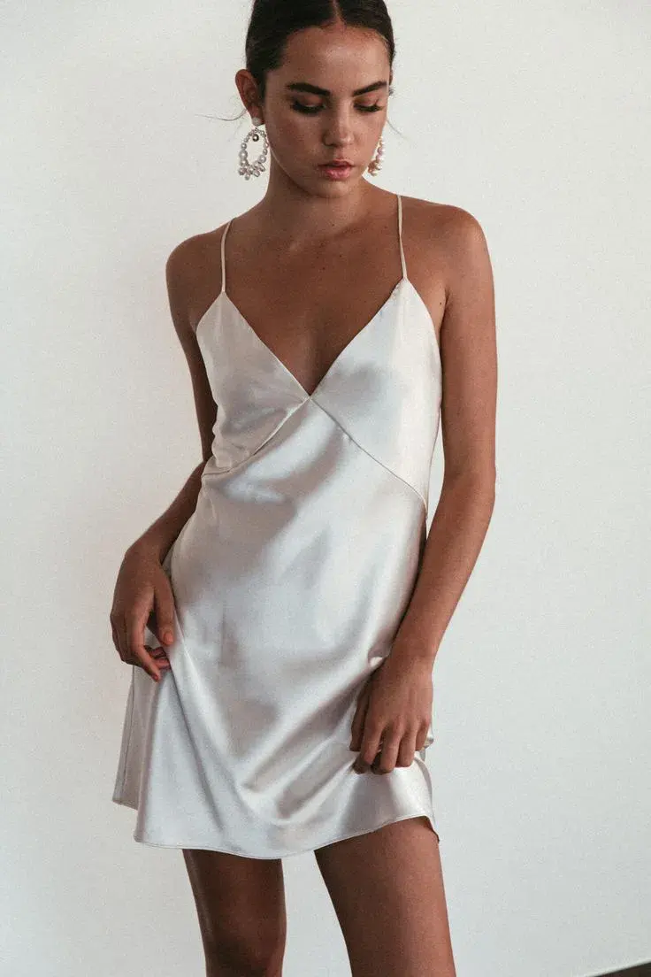 Grace Loves Lace Silky Satin Mini Dress in Moonshine Size S / AU 8 - Image 1