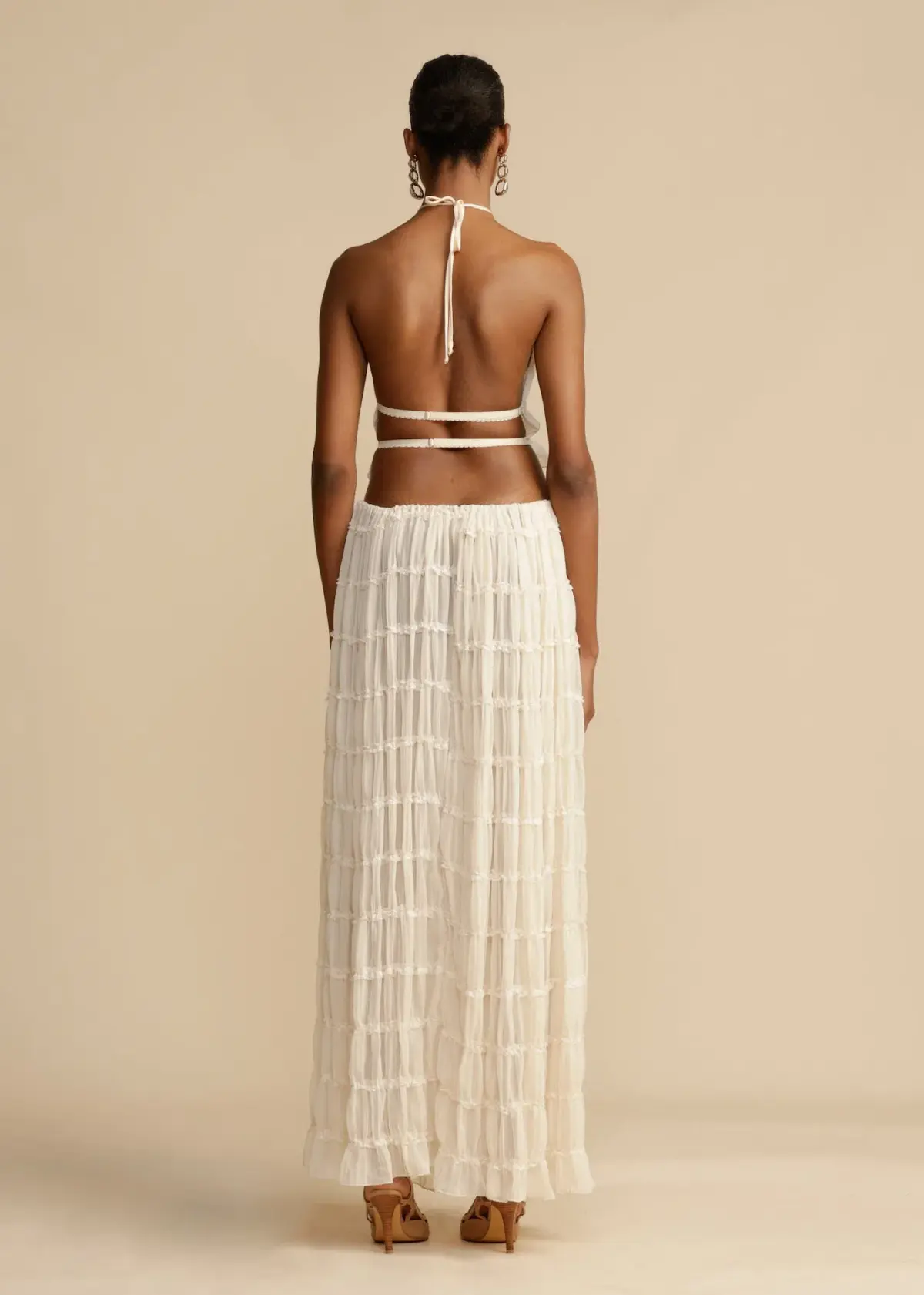Arcina Ori Juliette Halter Top & Maxi Skirt Set Warm Cream Size L / AU 12 - Image 5