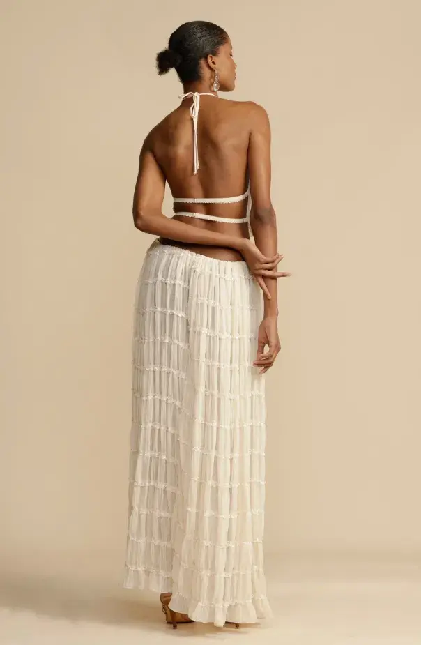 Arcina Ori Juliette Halter Top & Maxi Skirt Set Warm Cream Size L / AU 12 - Image 3