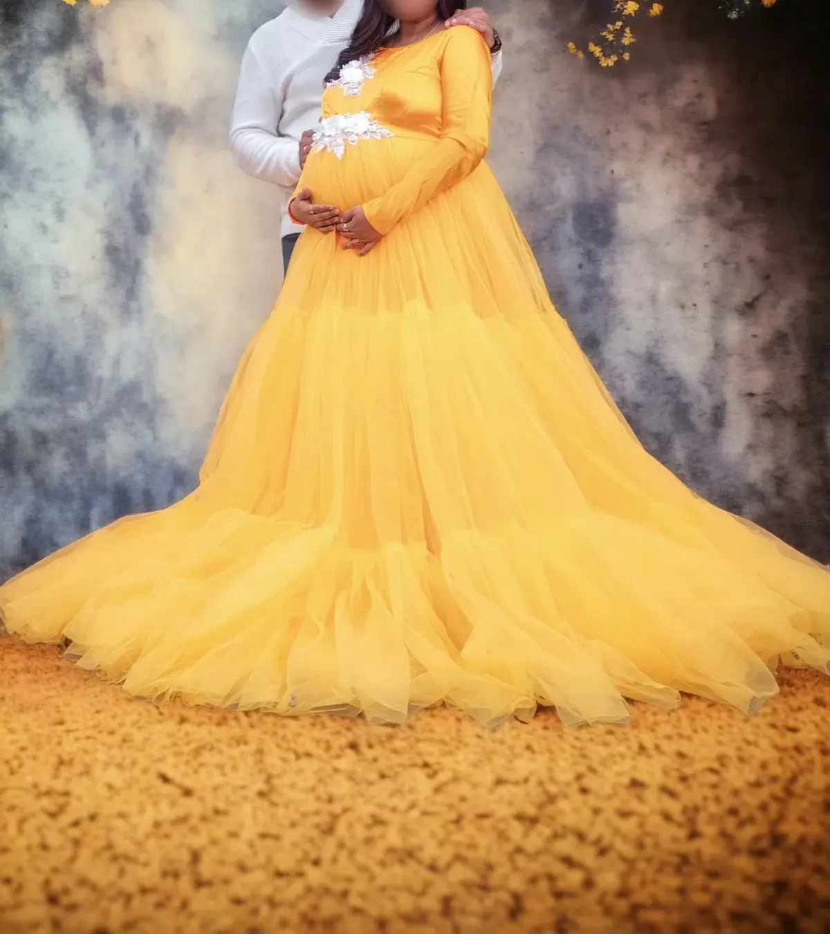 Custom Maternity Dress Yellow Size 14 - Image 1