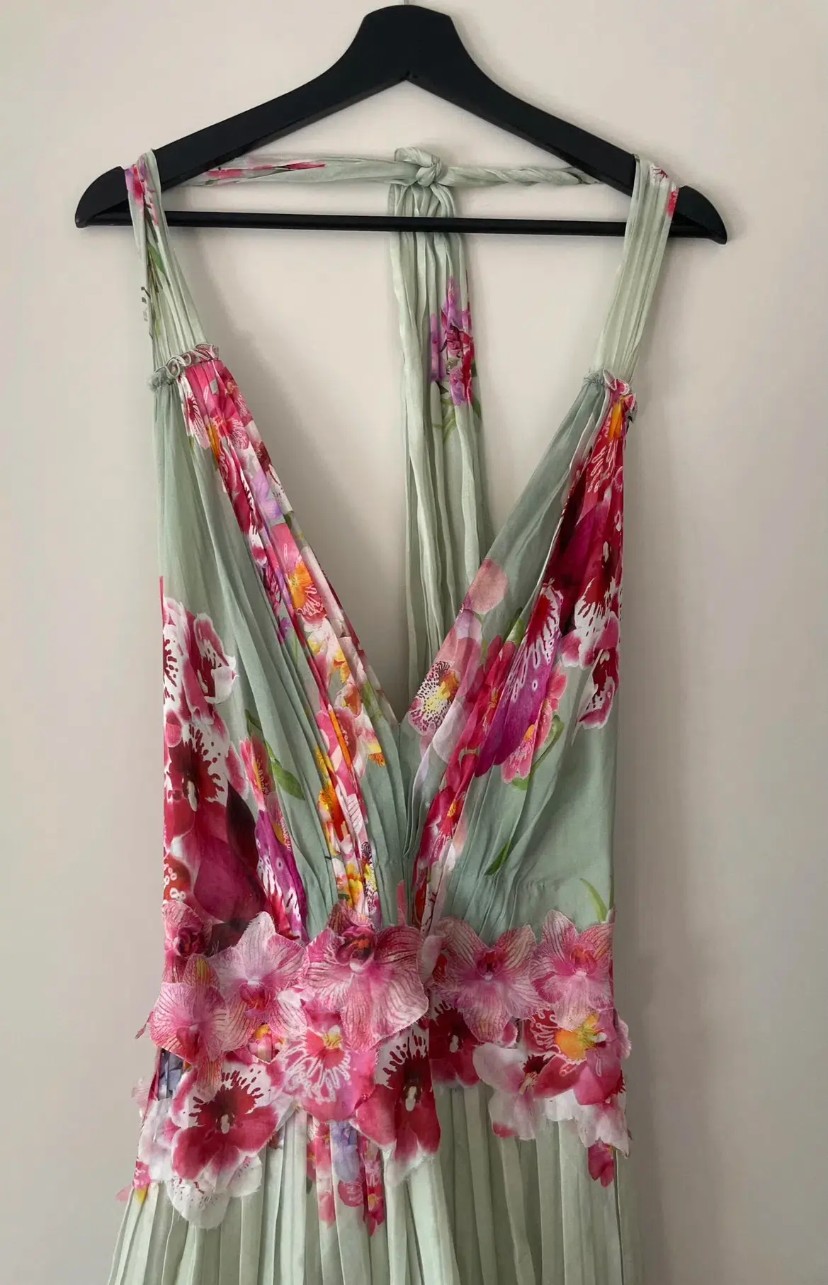 Alberta Ferretti Silk Floral Dress Green Size 8 - Image 4