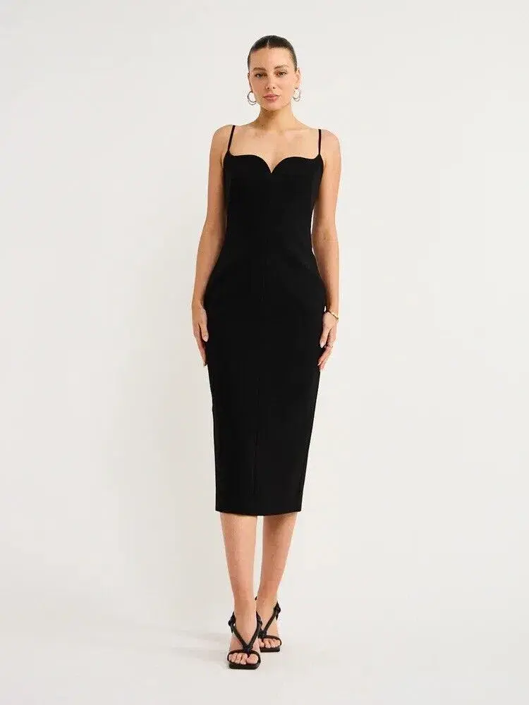 Rachel Gilbert Loren Sweetheart Neck Midi Dress Black Size 0 / AU 6 - Image 2