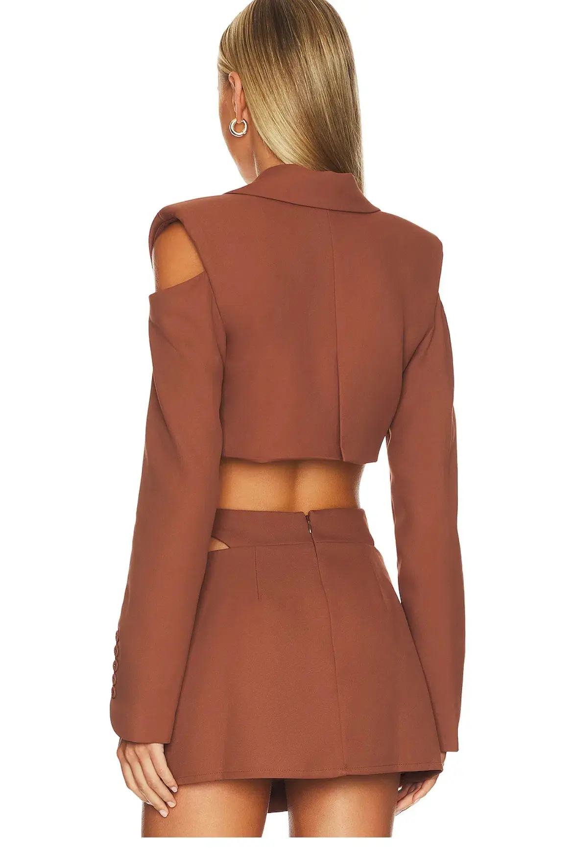 For Love & Lemons Alysa Crop Top and Mini Skirt Set Brown Size S / AU 8 - Image 3