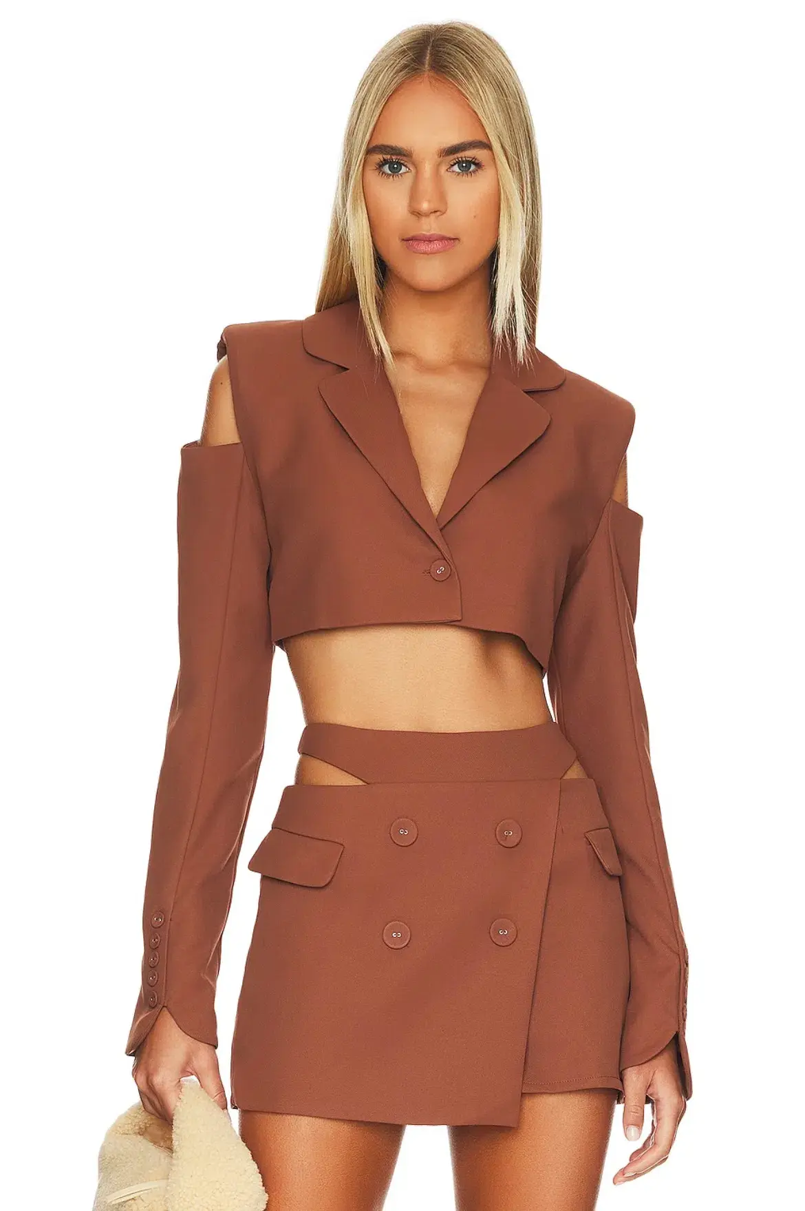 For Love & Lemons Alysa Crop Top and Mini Skirt Set Brown Size S / AU 8 - Image 2