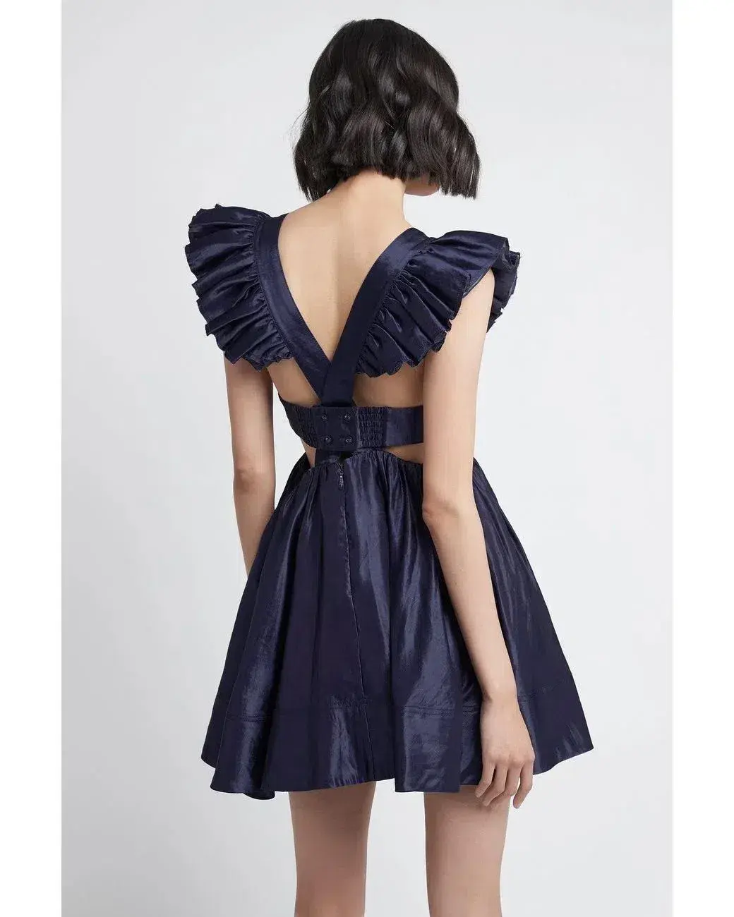 Aje Revitalise Frill Mini Dress Indigo Size 8 - Image 3