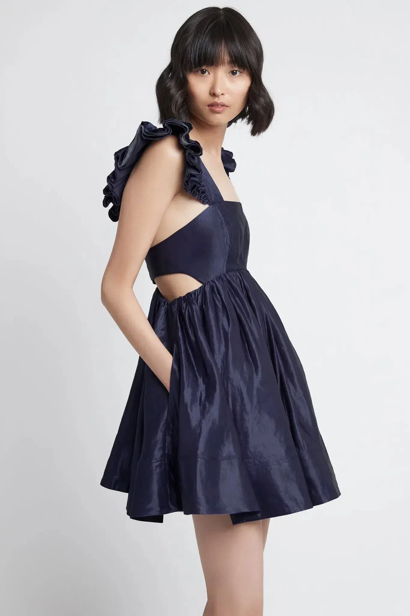 Aje Revitalise Frill Mini Dress Indigo Size 8 - Image 2