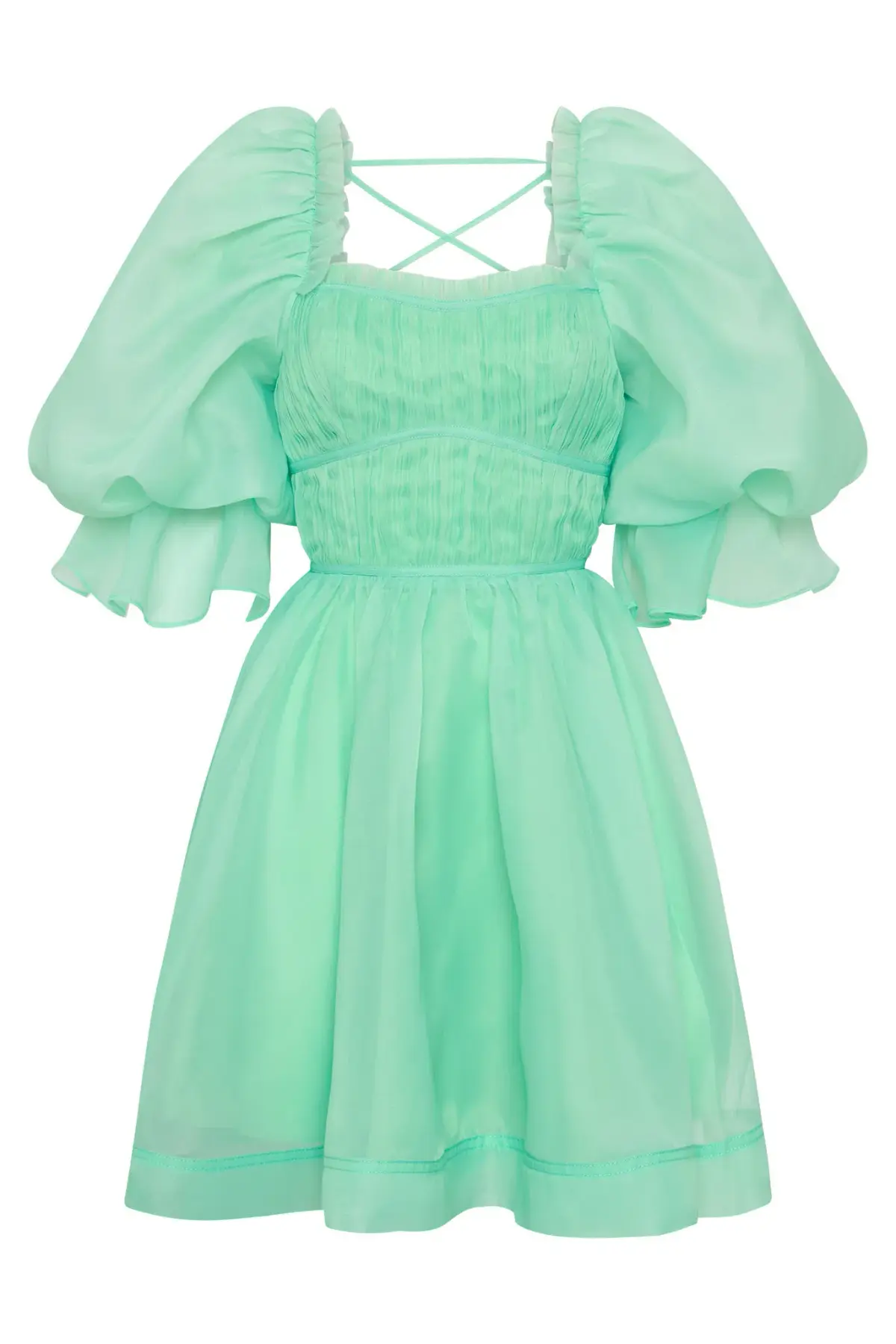 Aje Astrid Tie Back Dress Marine Green Size 12 - Image 3