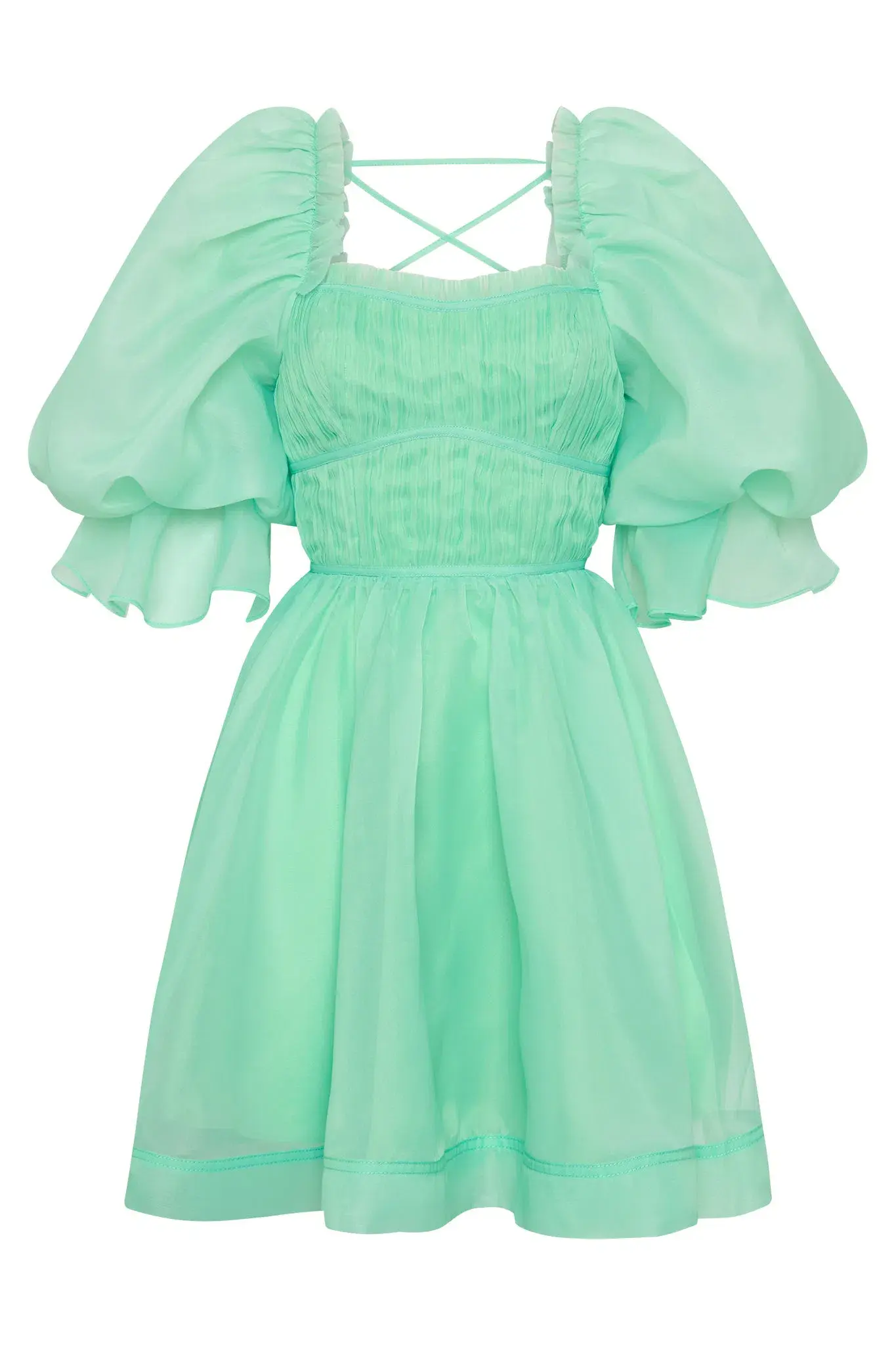 Aje Astrid Tie Back Dress Marine Green Size 12 - Image 3