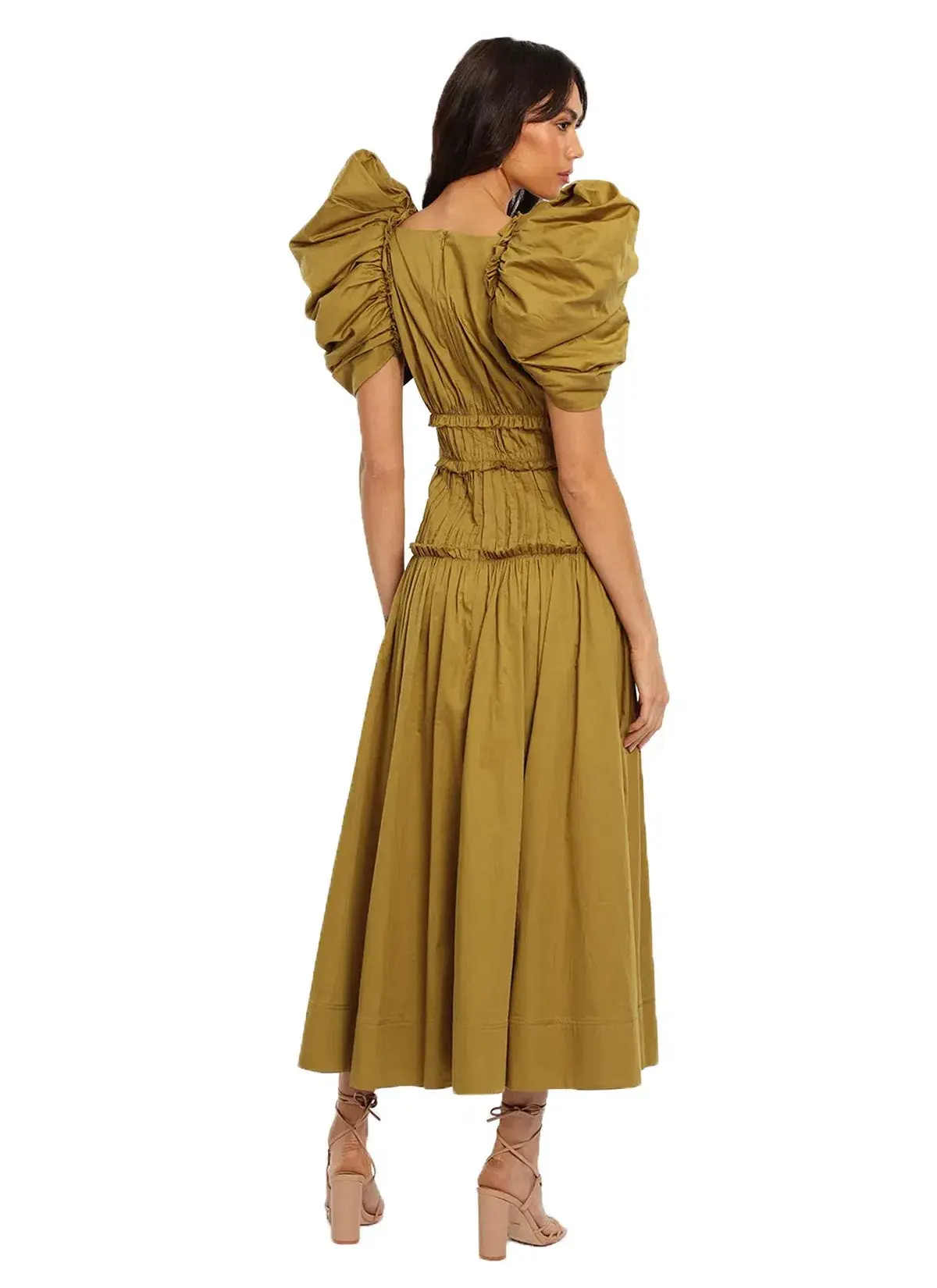 Aje Frequency Midi Dress Khaki Size 6 - Image 3