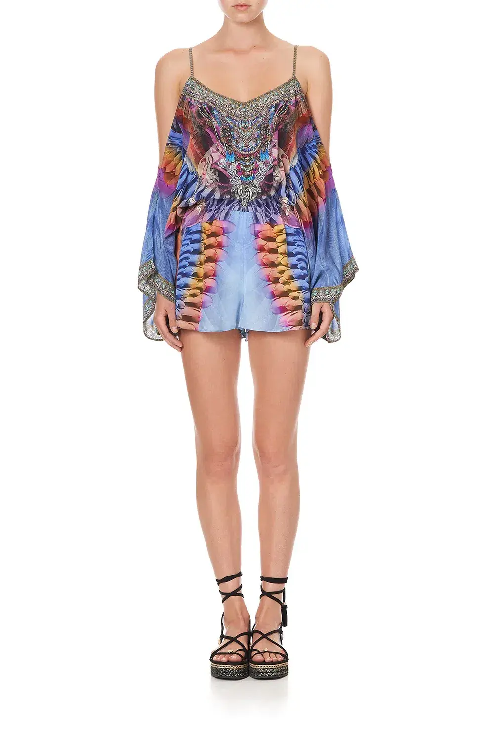Camilla Franks Drop Shoulder Playsuit Love On The Wing Print Size M /AU 12 - Image 1
