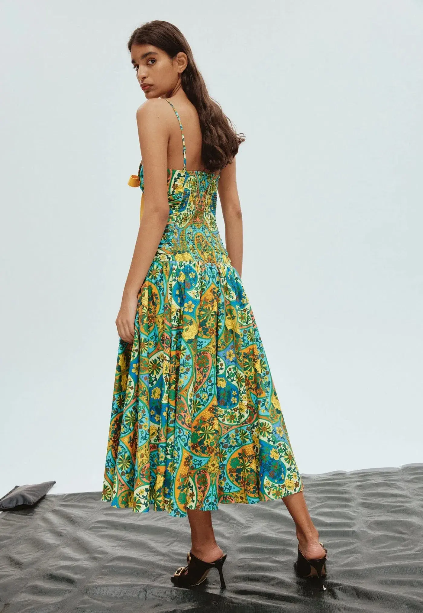 Alemais Sofie Midi Dress Green Print Size 8 - Image 2