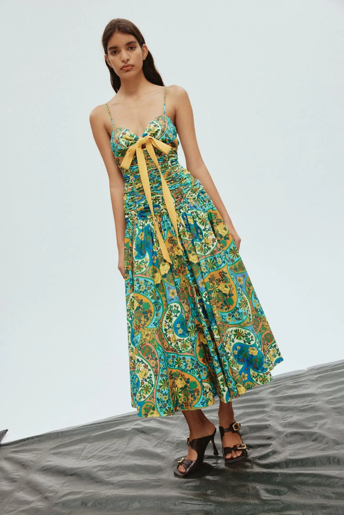 Alemais Sofie Midi Dress Green Print Size 8 - Image 1