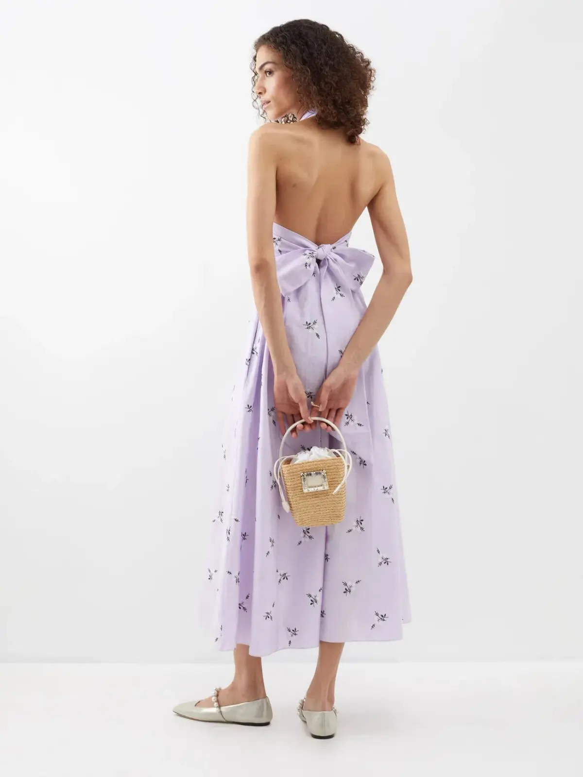 Erdem Selene Halterneck Dress Purple Size 16 - Image 3