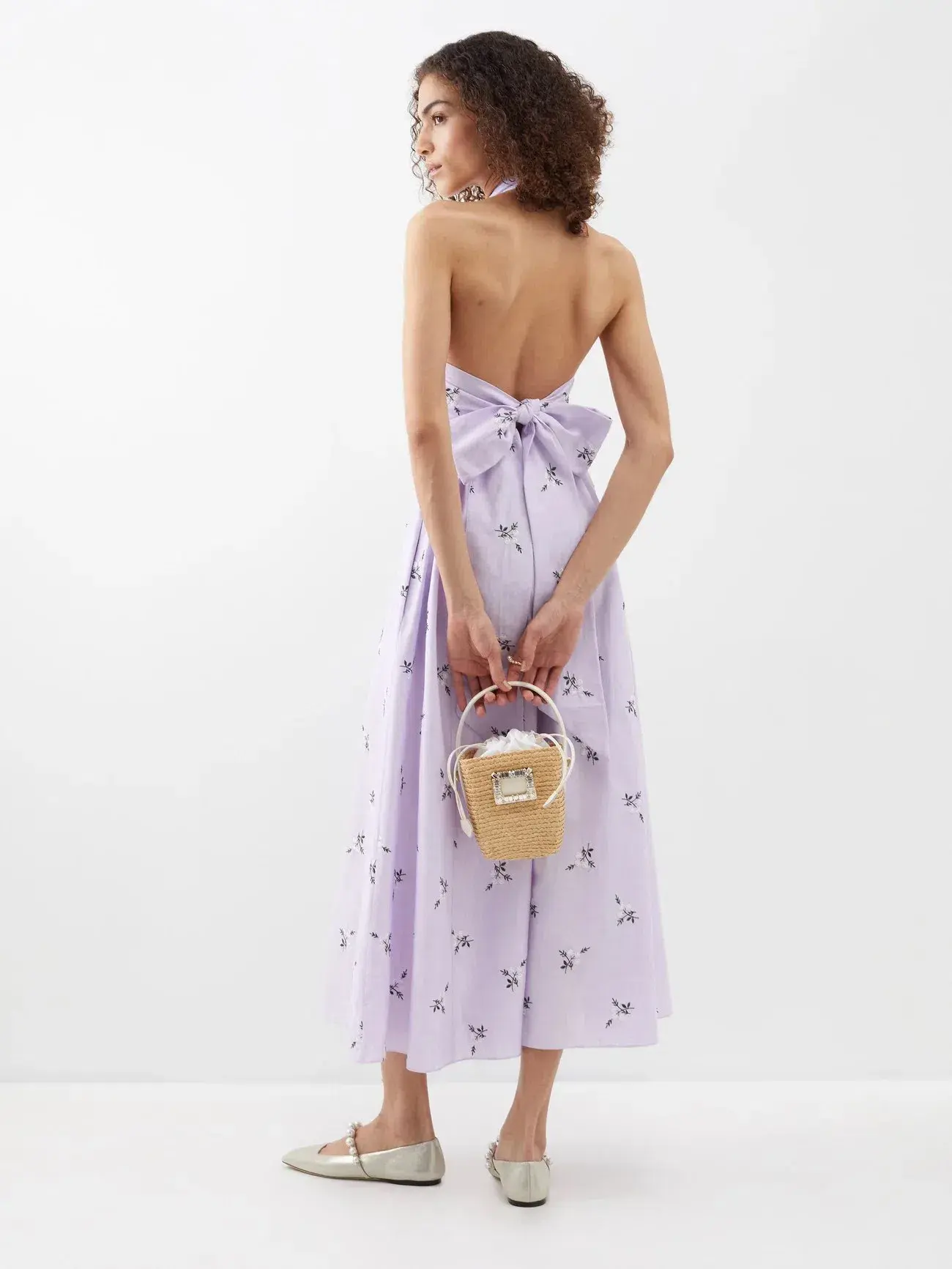 Erdem Selene Halterneck Dress Purple Size 16 - Image 3