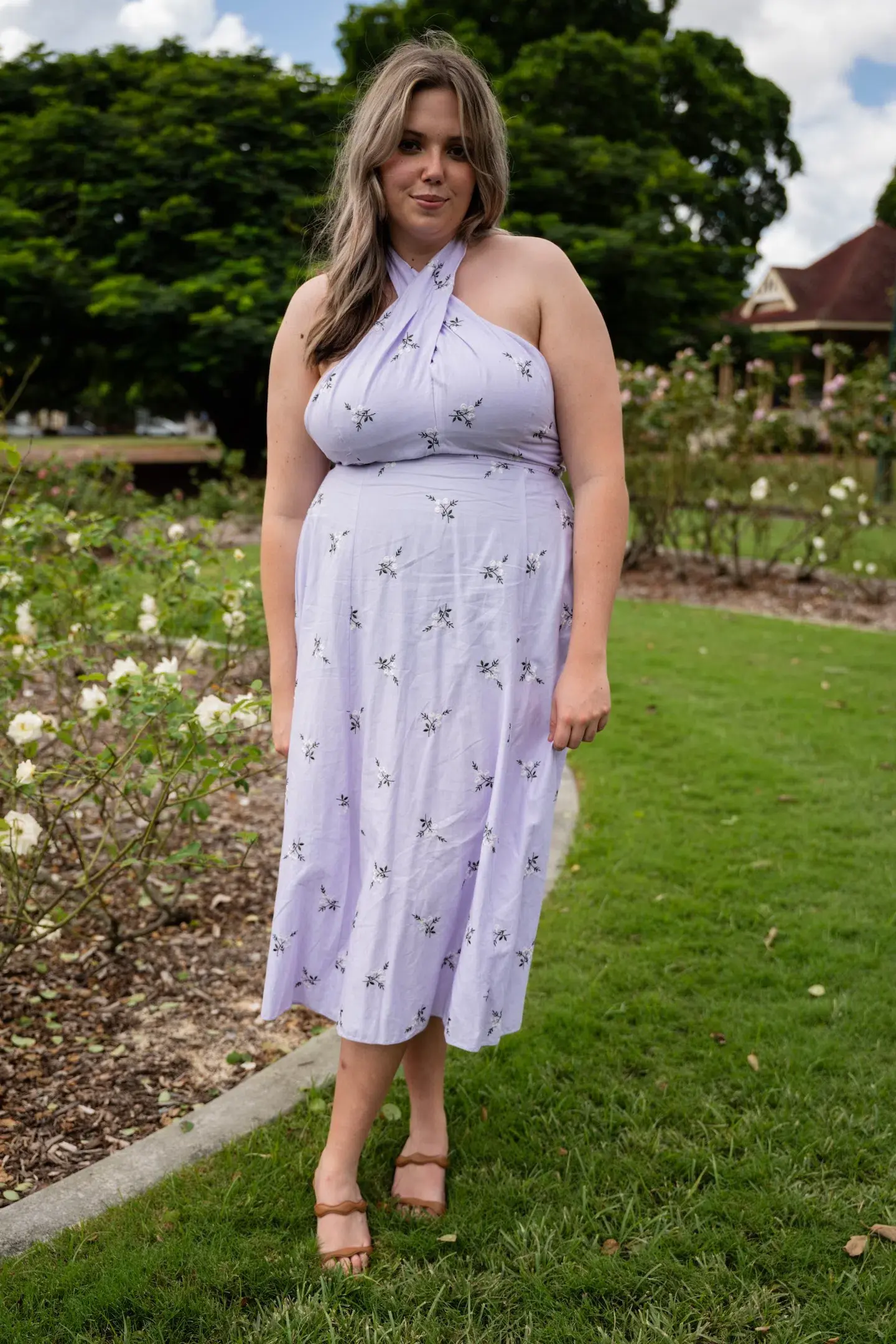 Erdem Selene Halterneck Dress Purple Size 16 - Image 2