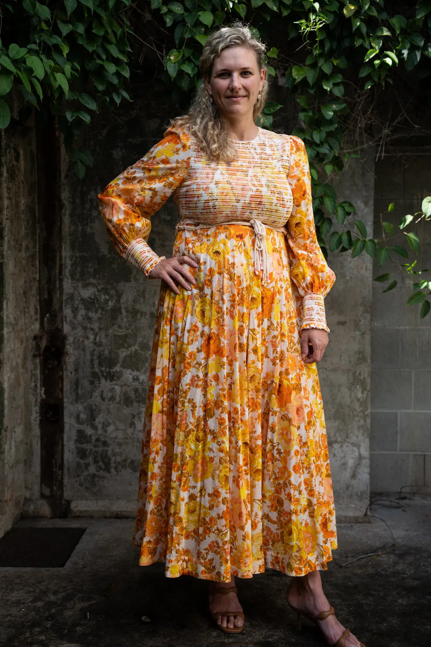Zimmermann Raie Smocked Bodice Midi Dress Floral Size 16 - Image 1