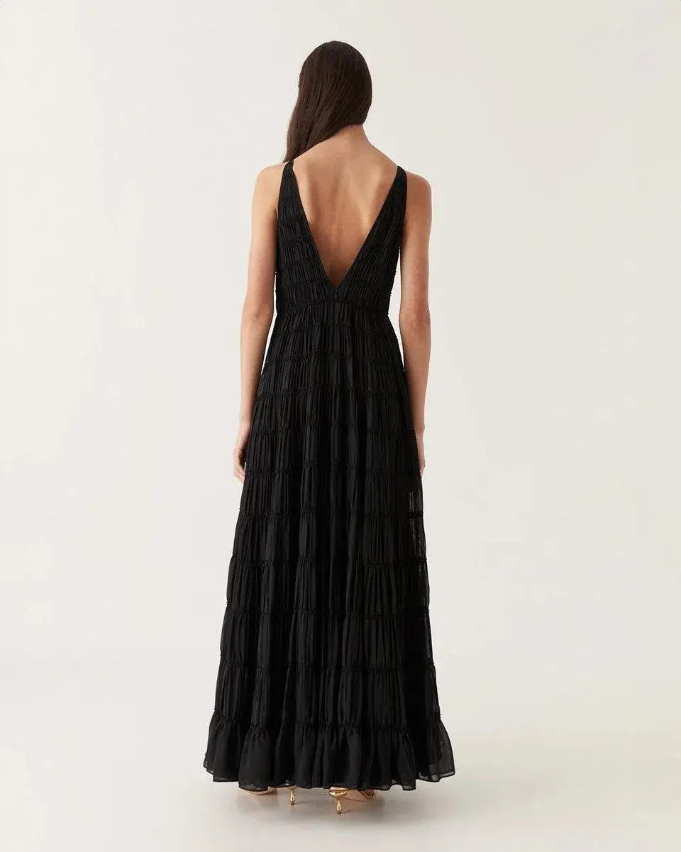 Aje Rosewood Ruched Maxi Dress Black Size 16 - Image 9