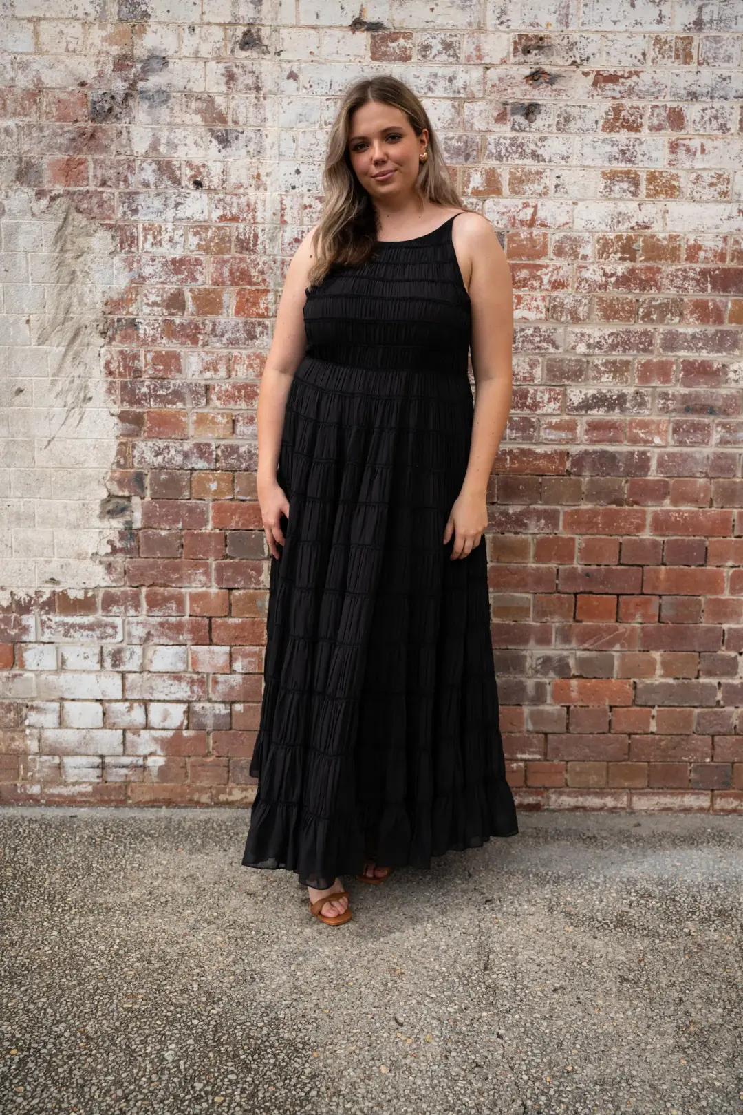 Aje Rosewood Ruched Maxi Dress Black Size 16 for rent on The Volte - main image
