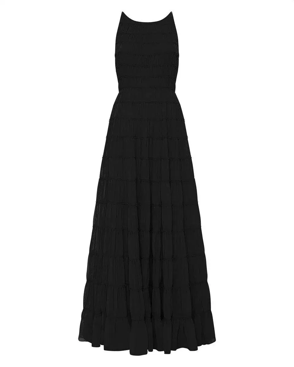 Aje Rosewood Ruched Maxi Dress Black Size 16 for rent on The Volte - main image