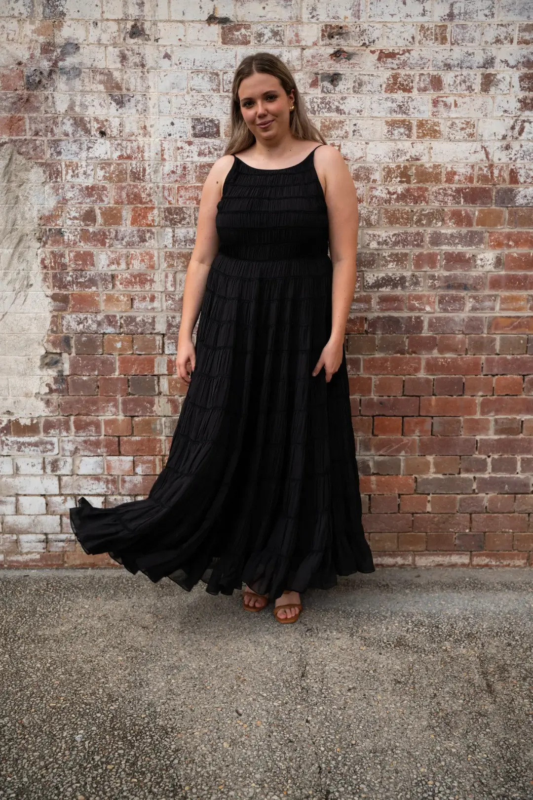 Aje Rosewood Ruched Maxi Dress Black Size 16 for rent on The Volte - main image