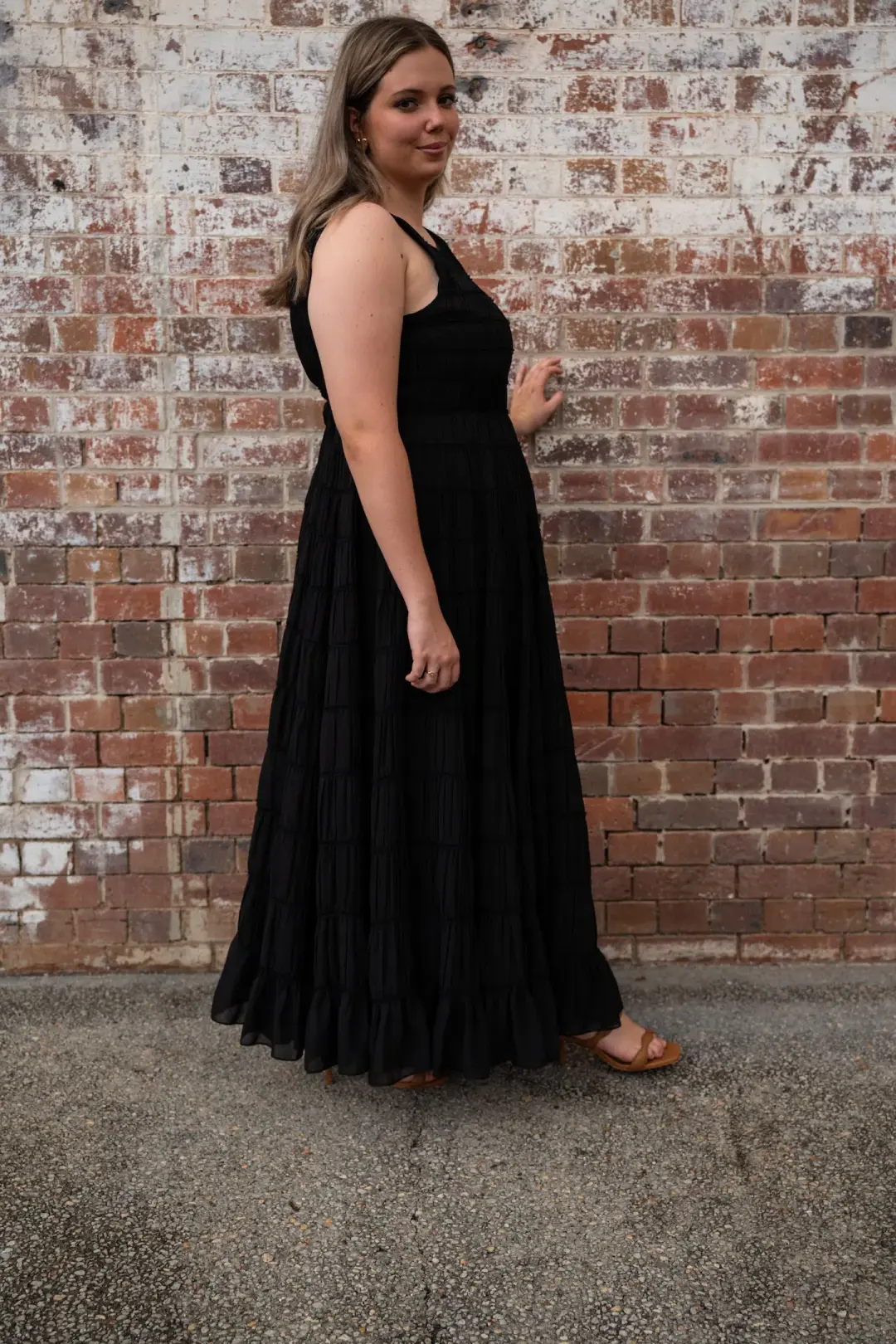 Aje Rosewood Ruched Maxi Dress Black Size 16 for rent on The Volte - main image