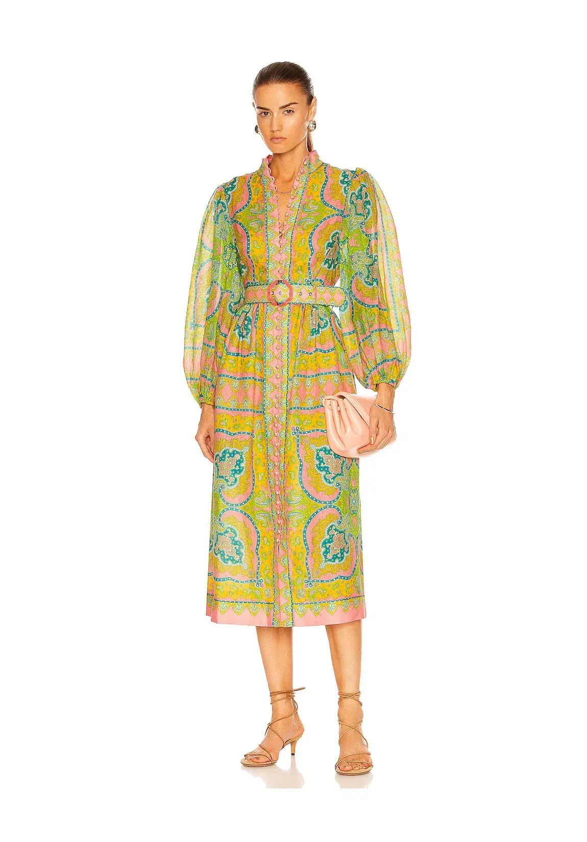 Zimmermann Estelle Buttoned Midi Dress Print Size 16 - Image 6