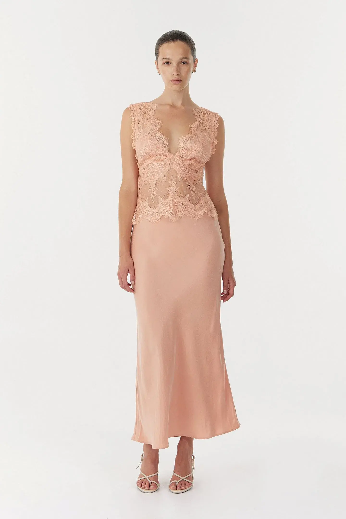 Third Form Visions Salmon Deep V Maxi Gown Coral Pink Size 8  - Image 1