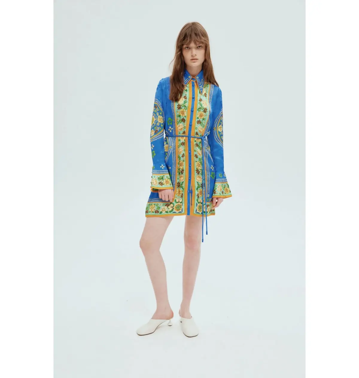 Alemais Linda Mini Dress in Blue Print Size AU 6 - Image 1