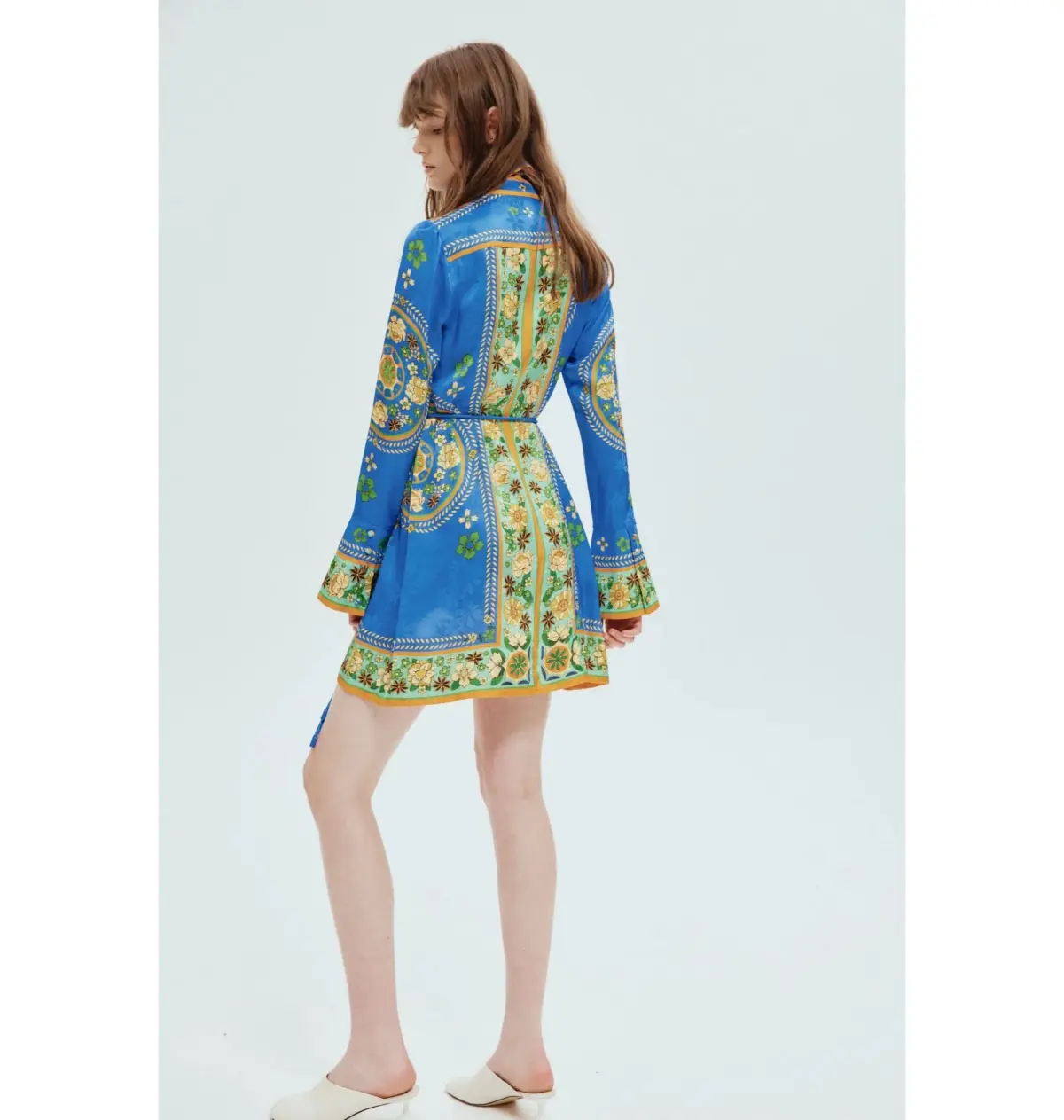 Alemais Linda Mini Dress in Blue Print Size AU 6 - Image 2