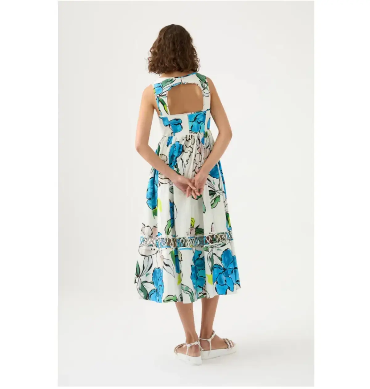 Aje Erika Cut Out Midi Dress Floral Size AU 10  - Image 3