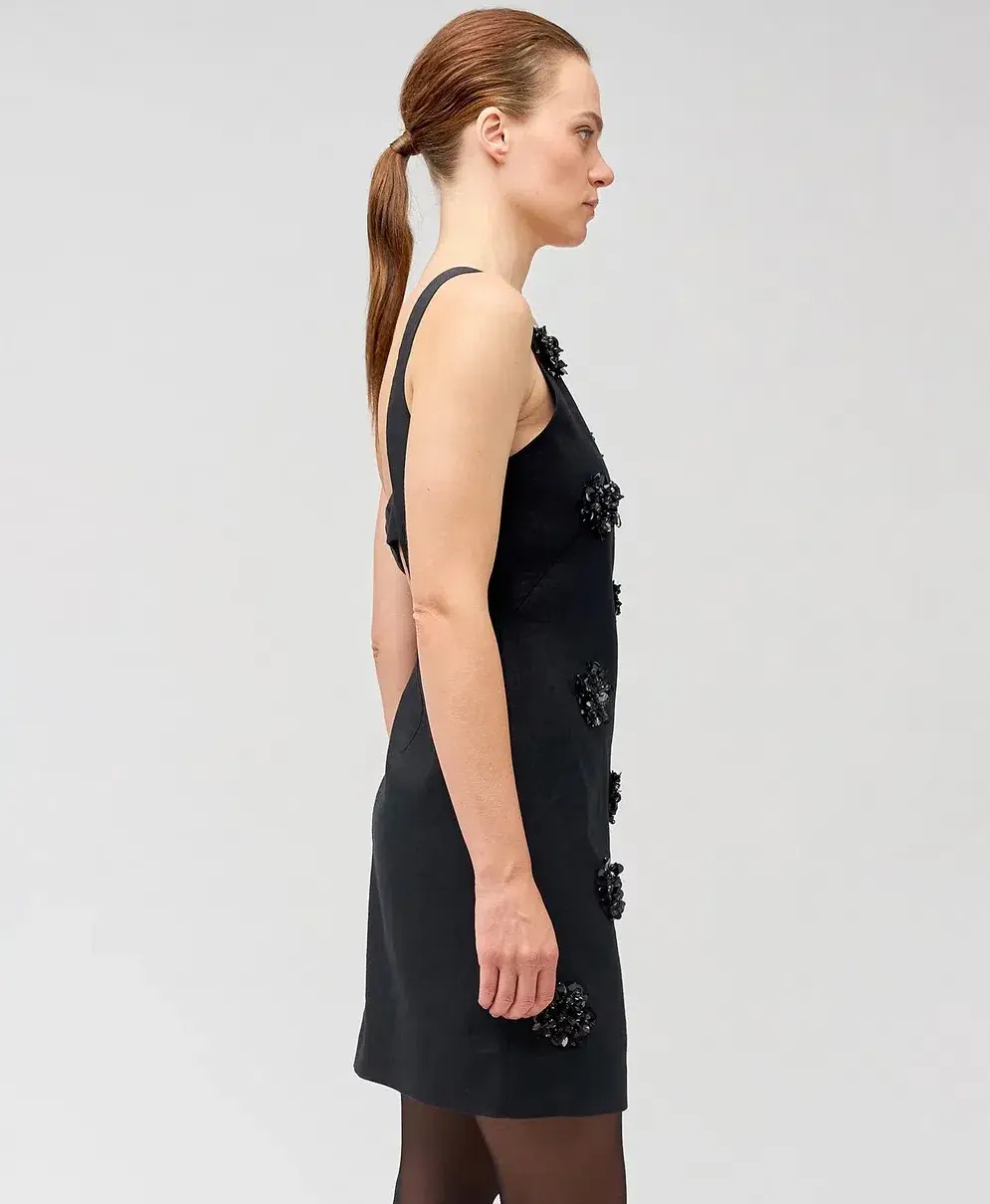 Oroton Flower Sequin Shift Dress Black Size AU 12 - Image 3
