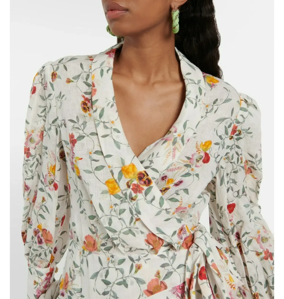 Zimmerman Linen Wrap Minidress Floral Size 1 / AU 10 - Image 2