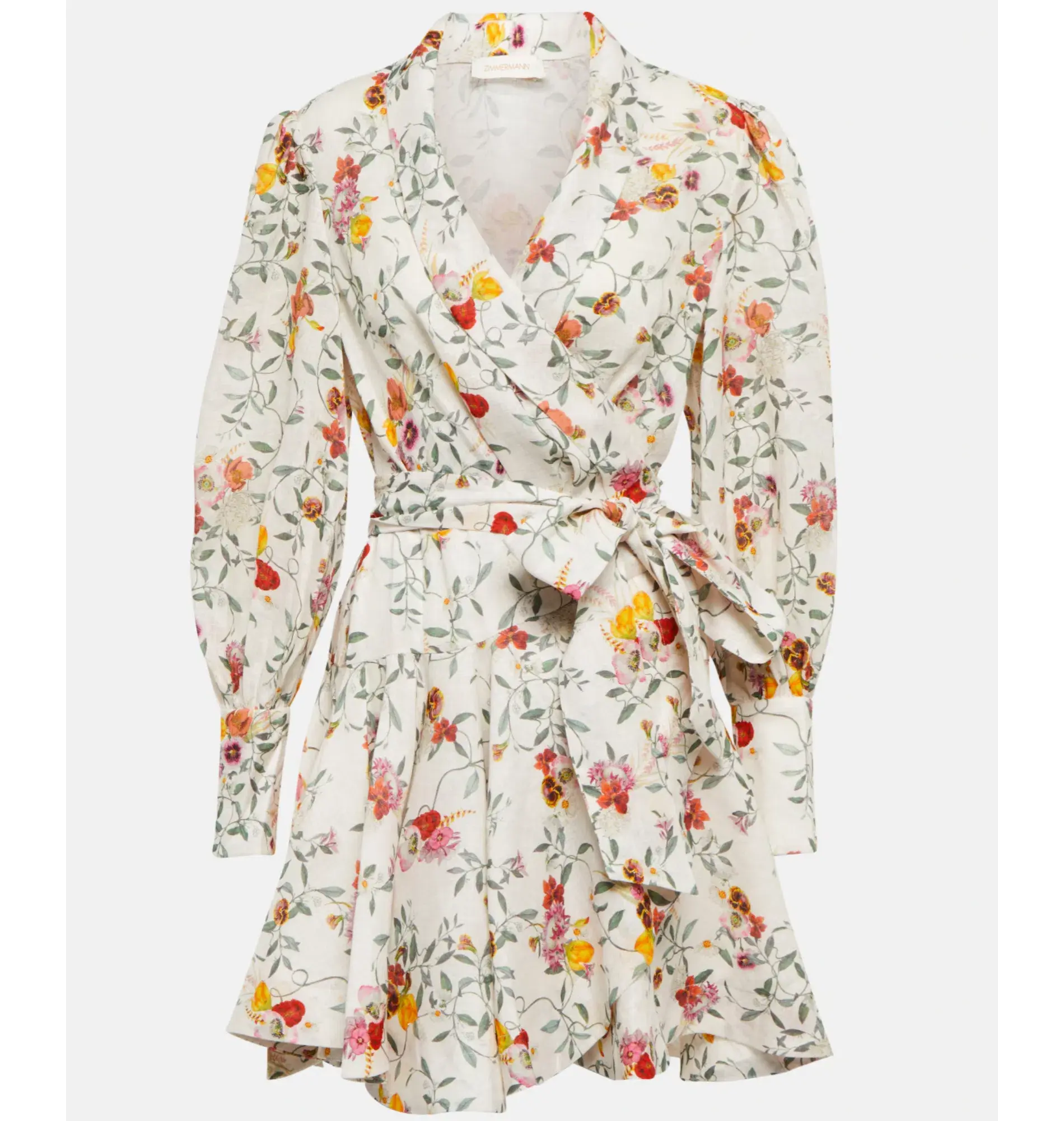Zimmerman Linen Wrap Minidress Floral Size 1 / AU 10 - Image 3