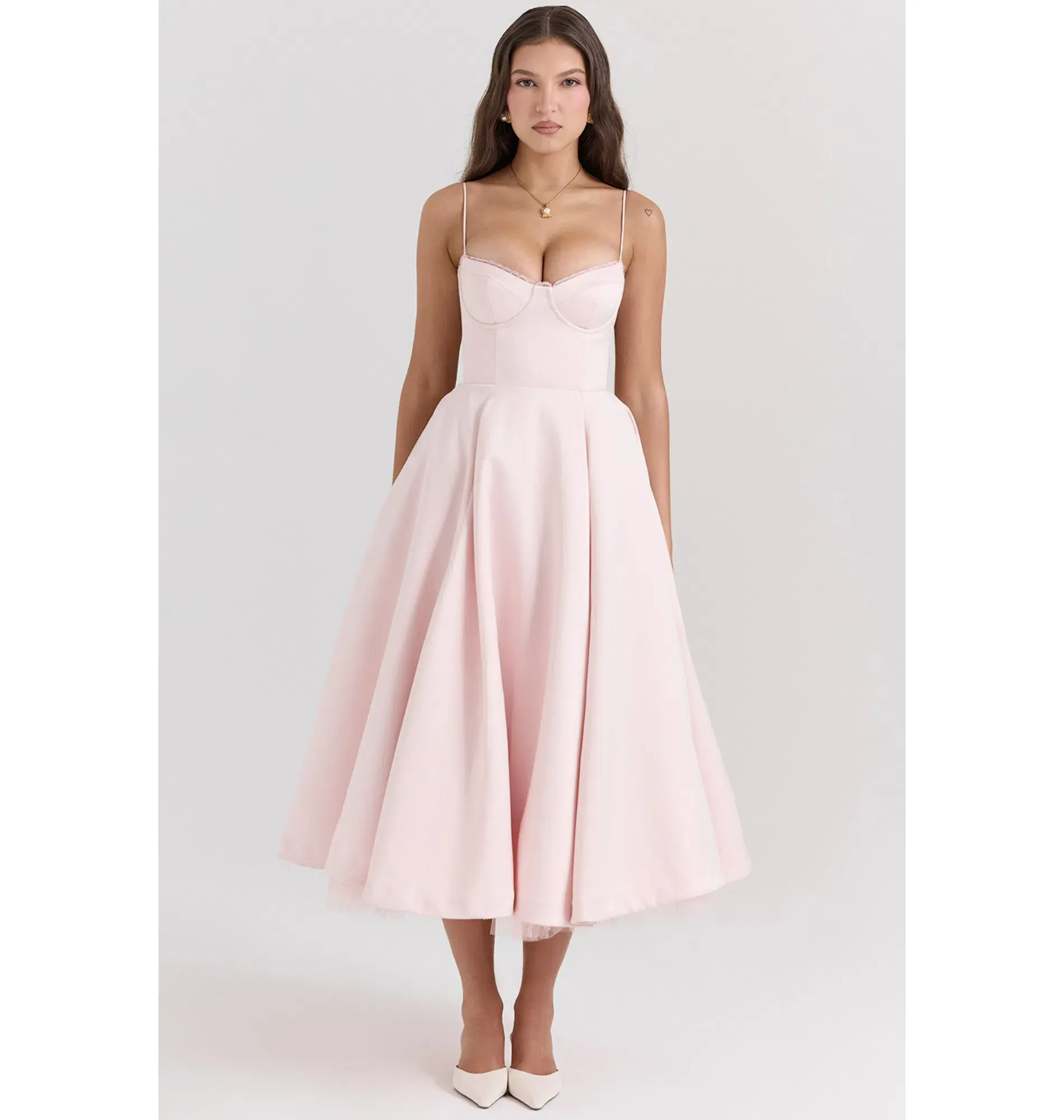 House of CB Mademoiselle Midi Dress Ballerina Pink Size AU 8  - Image 1