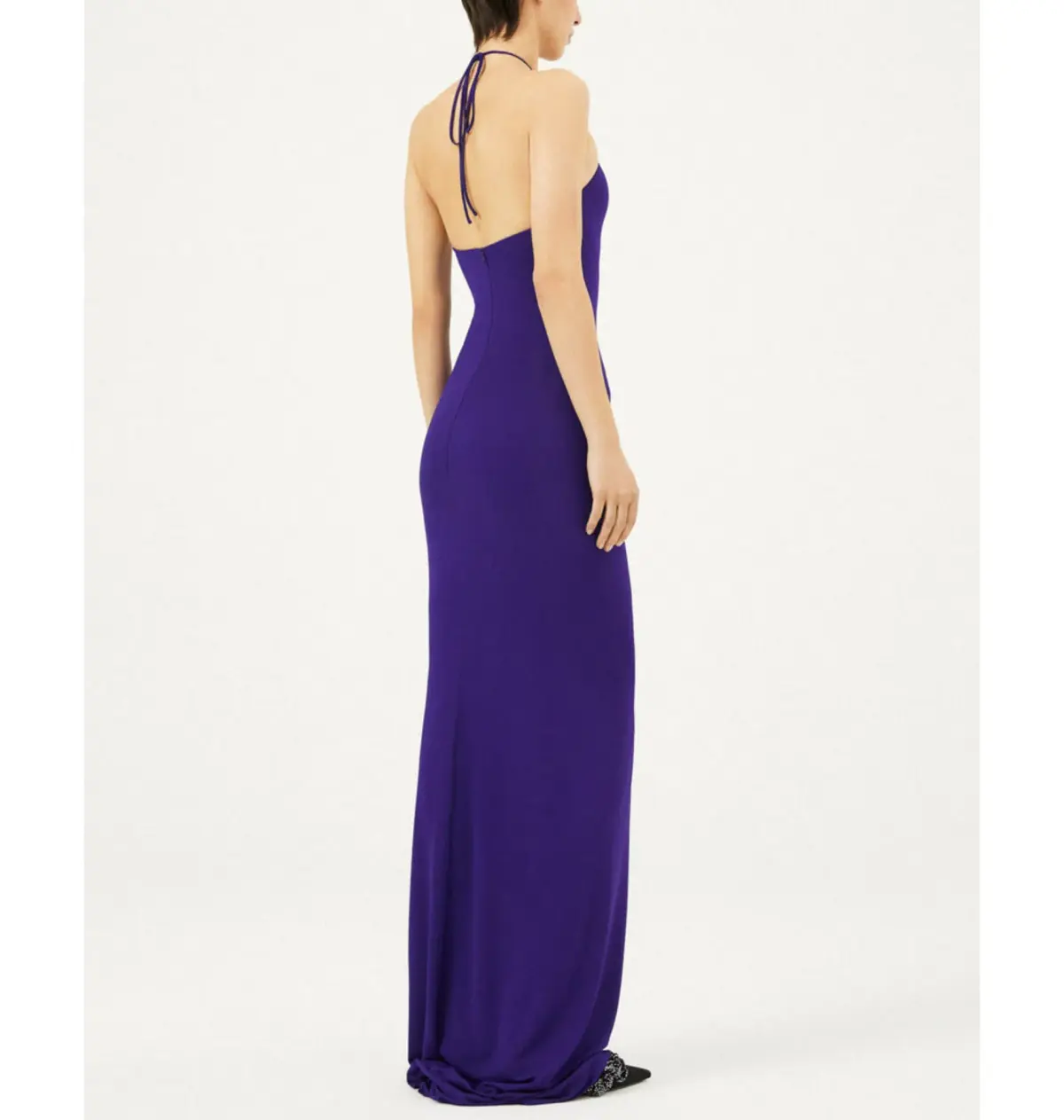 Magda Butrym Rosette Halter Jersey Maxi Dress Violet Size 34 / AU 6 - Image 3