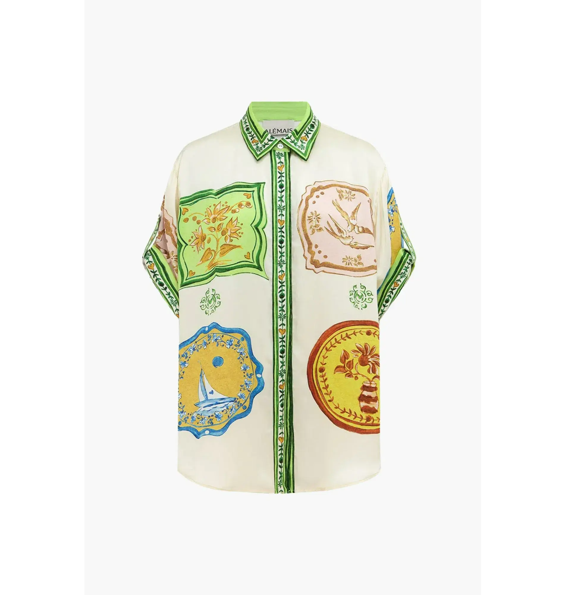 Alemais Porcelain Silk Shirt and Short Set Print Size AU 10 - Image 5