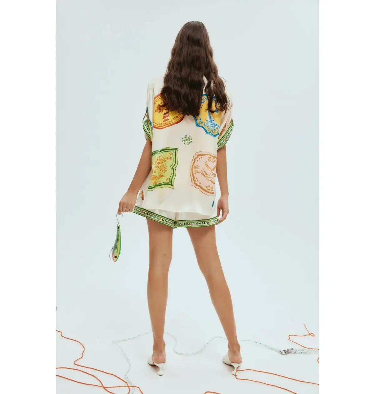 Alemais Porcelain Silk Shirt and Short Set Print Size AU 10 - Image 2