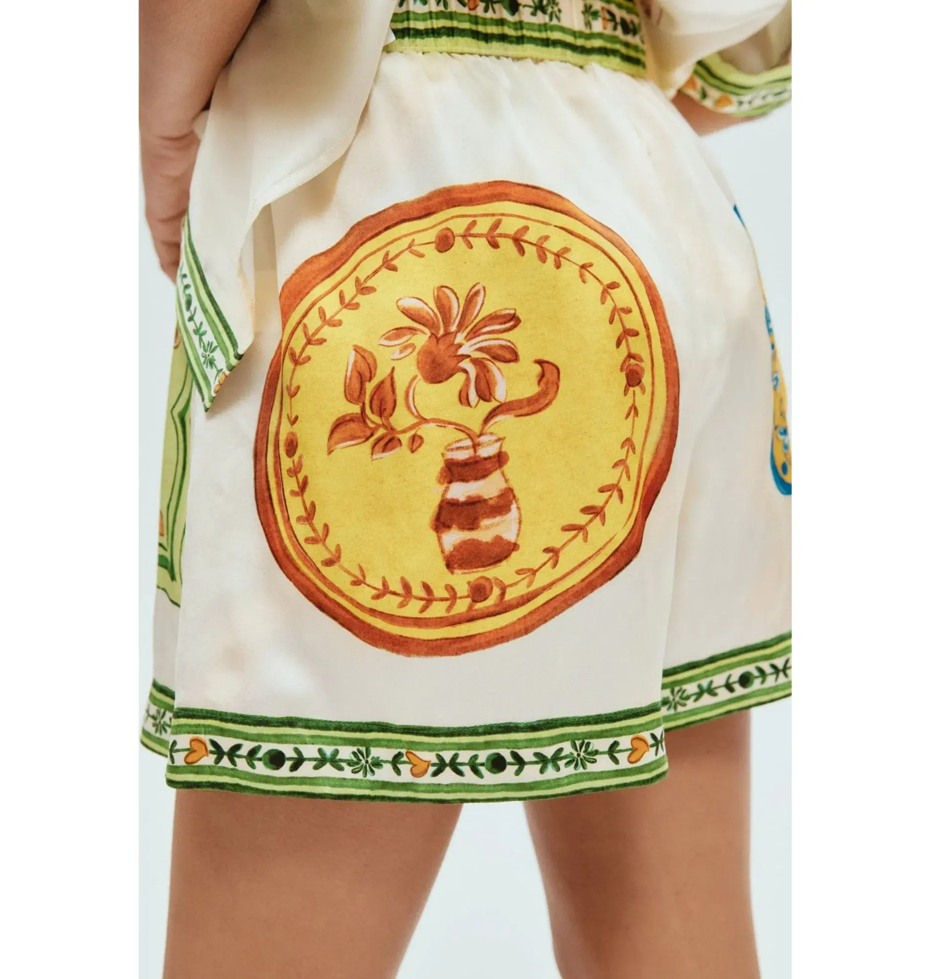 Alemais Porcelain Silk Shirt and Short Set Print Size AU 10 - Image 4