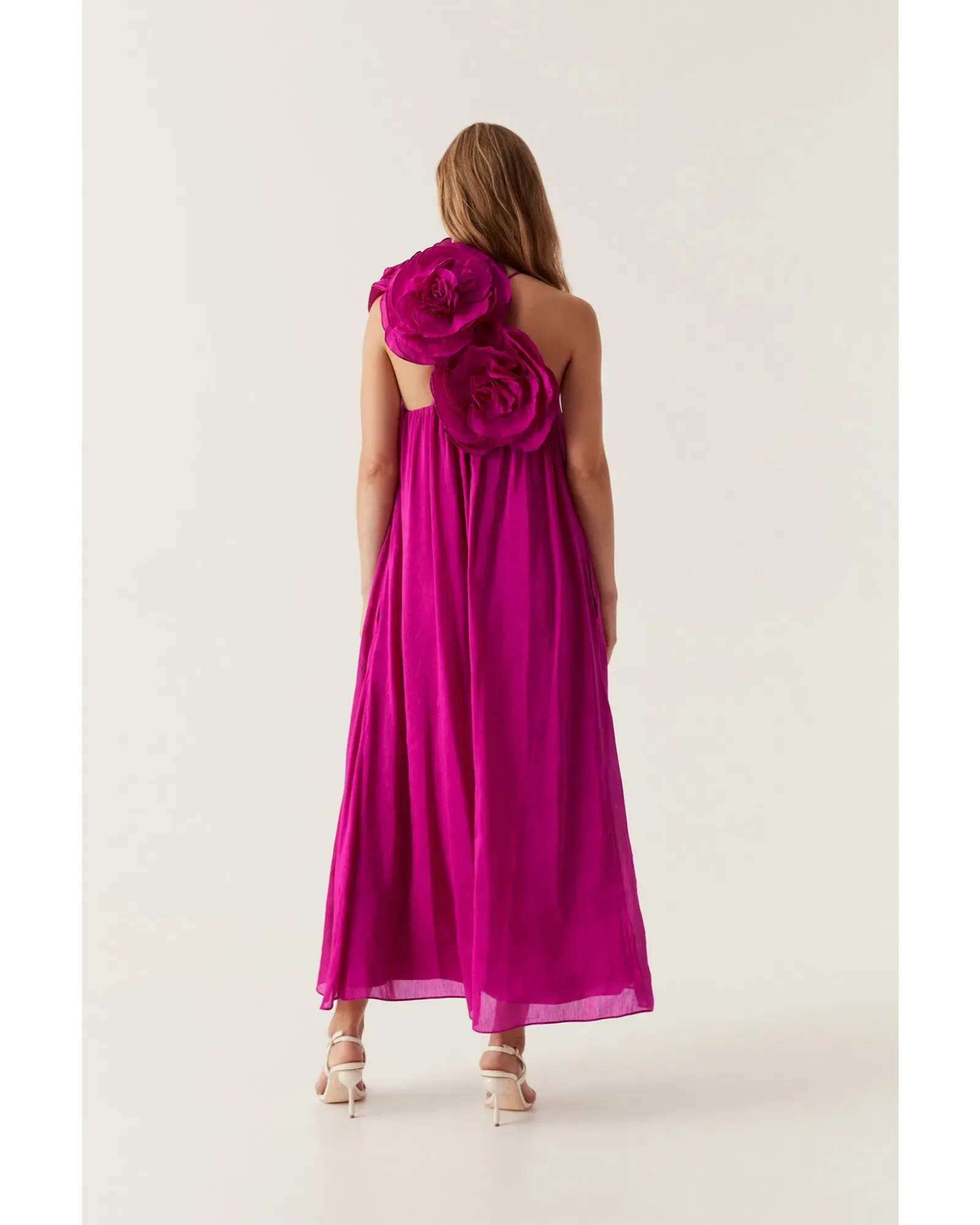 Aje Quintessa Flower Midi Dress in Deep MAgenta Size AU 14 - Image 4