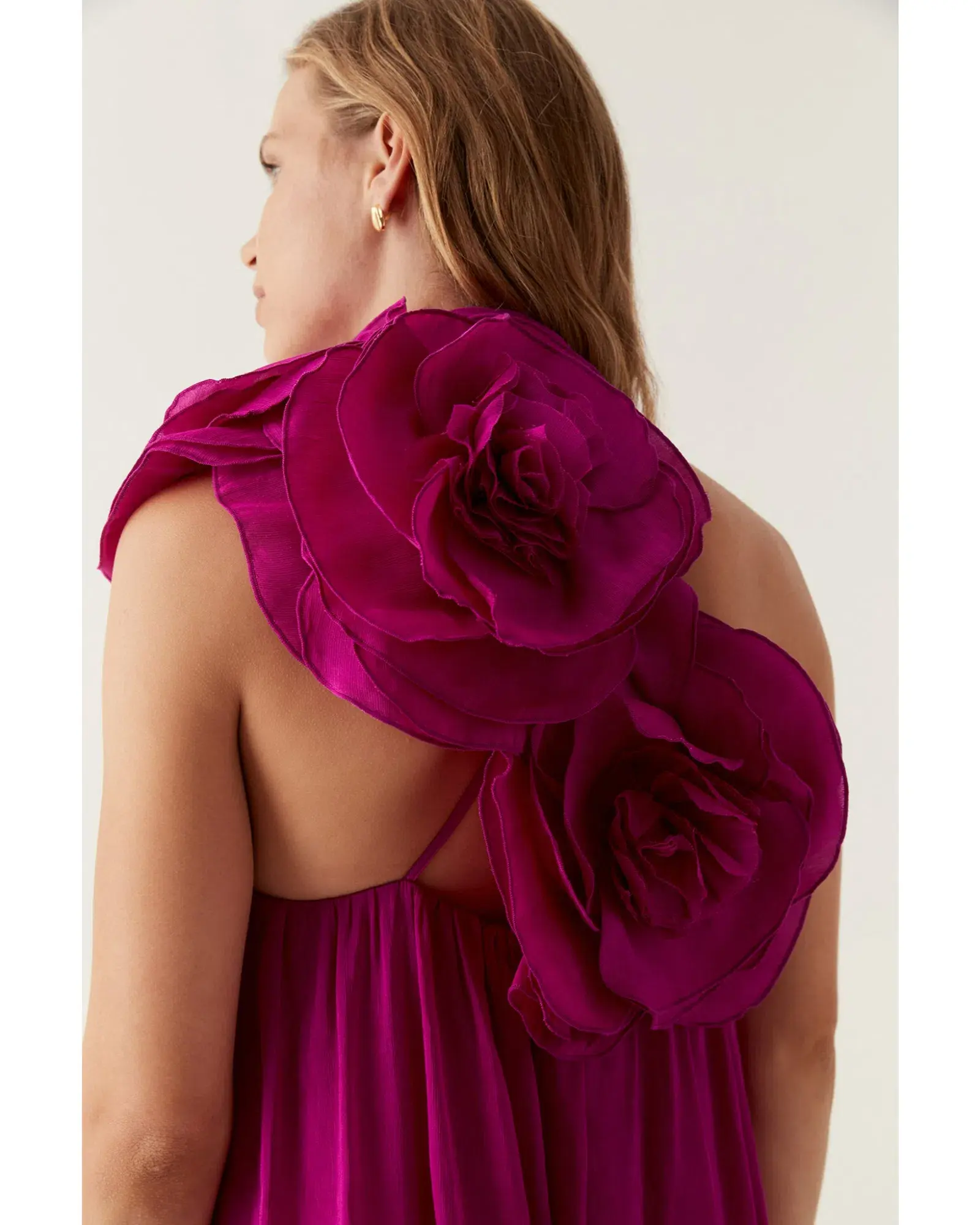 Aje Quintessa Flower Midi Dress in Deep MAgenta Size AU 14 - Image 2