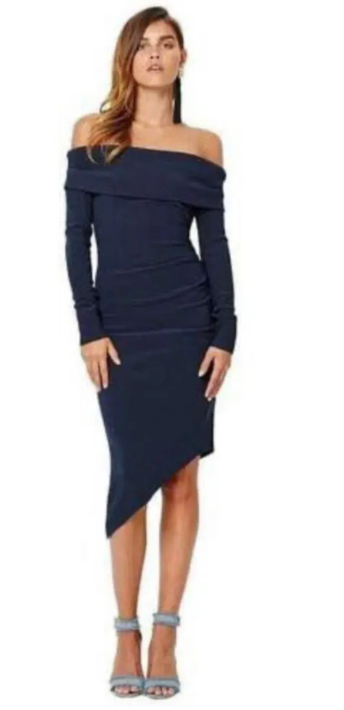Bec & Bridge Florence Long Sleeve Off Shoulder Dress Navy Size 6 - Image 3