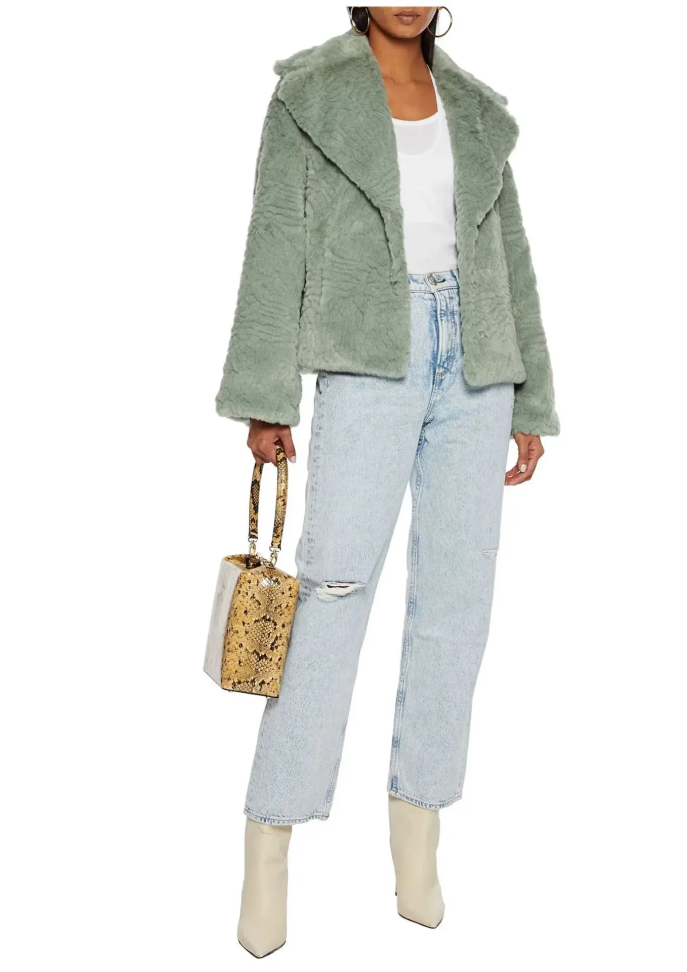 Unreal Fur Lily Jacket in Mint Size L / AU 12 - Image 1