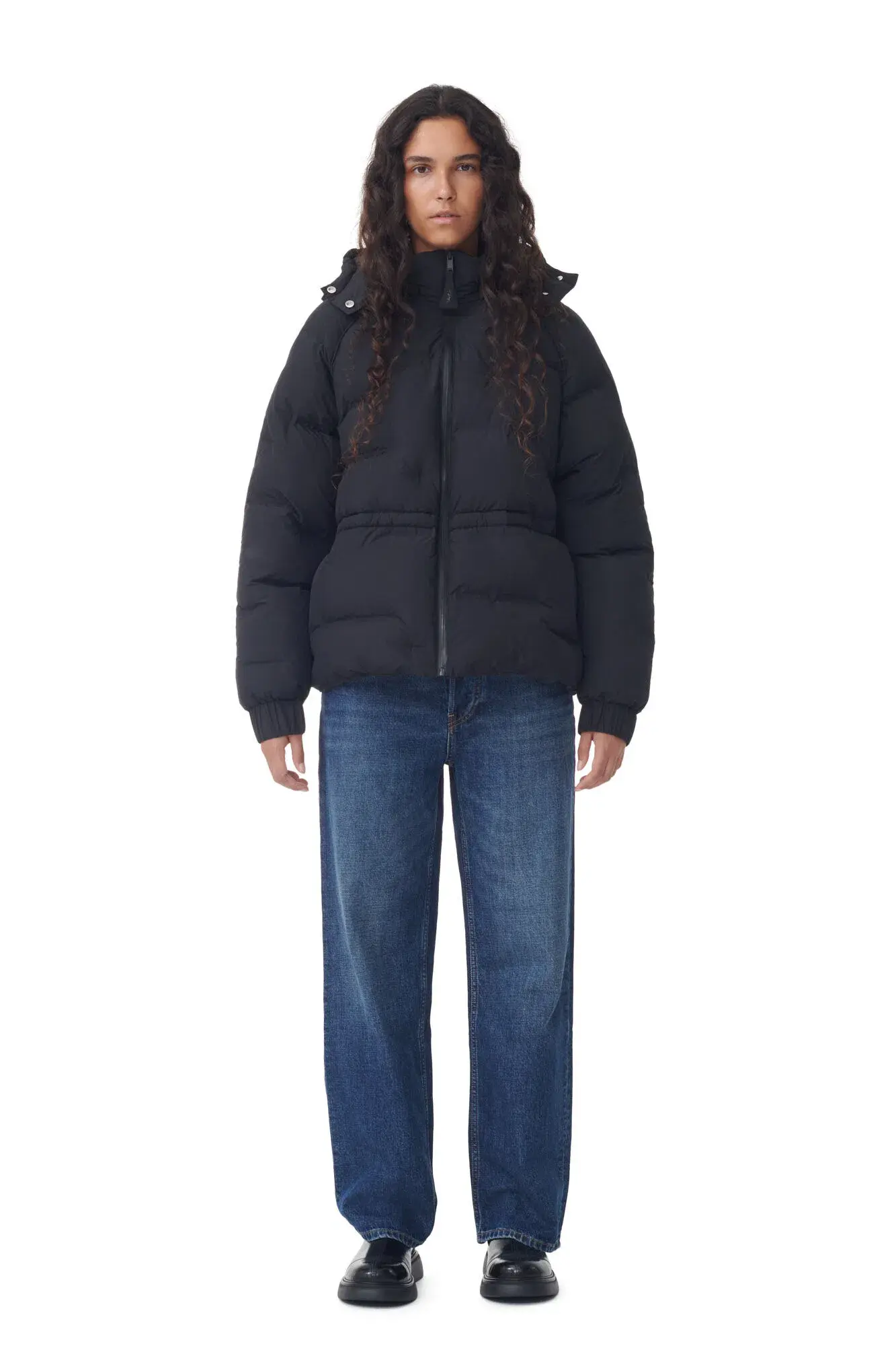 Ganni Short Buffer Raglan Jacket Black Size 10 - Image 1