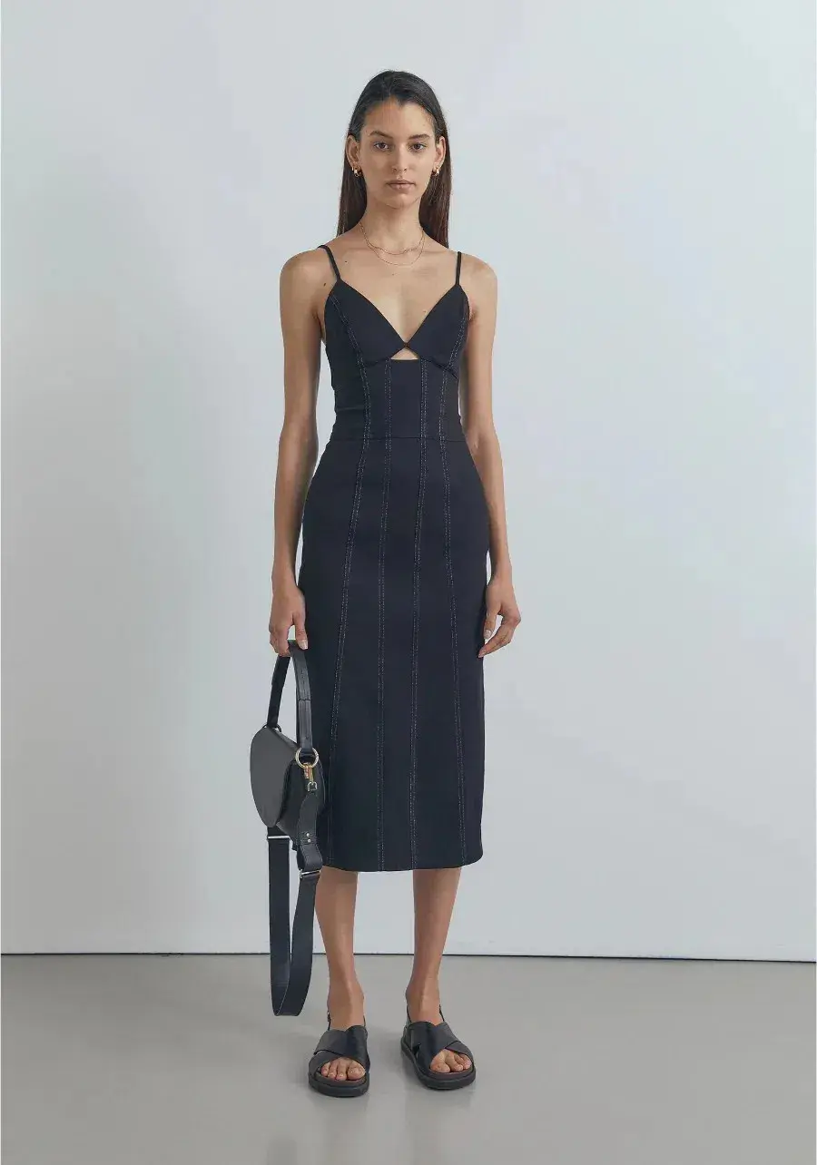 Viktoria & Woods Denim Midi Dress Black Size 8 - Image 1