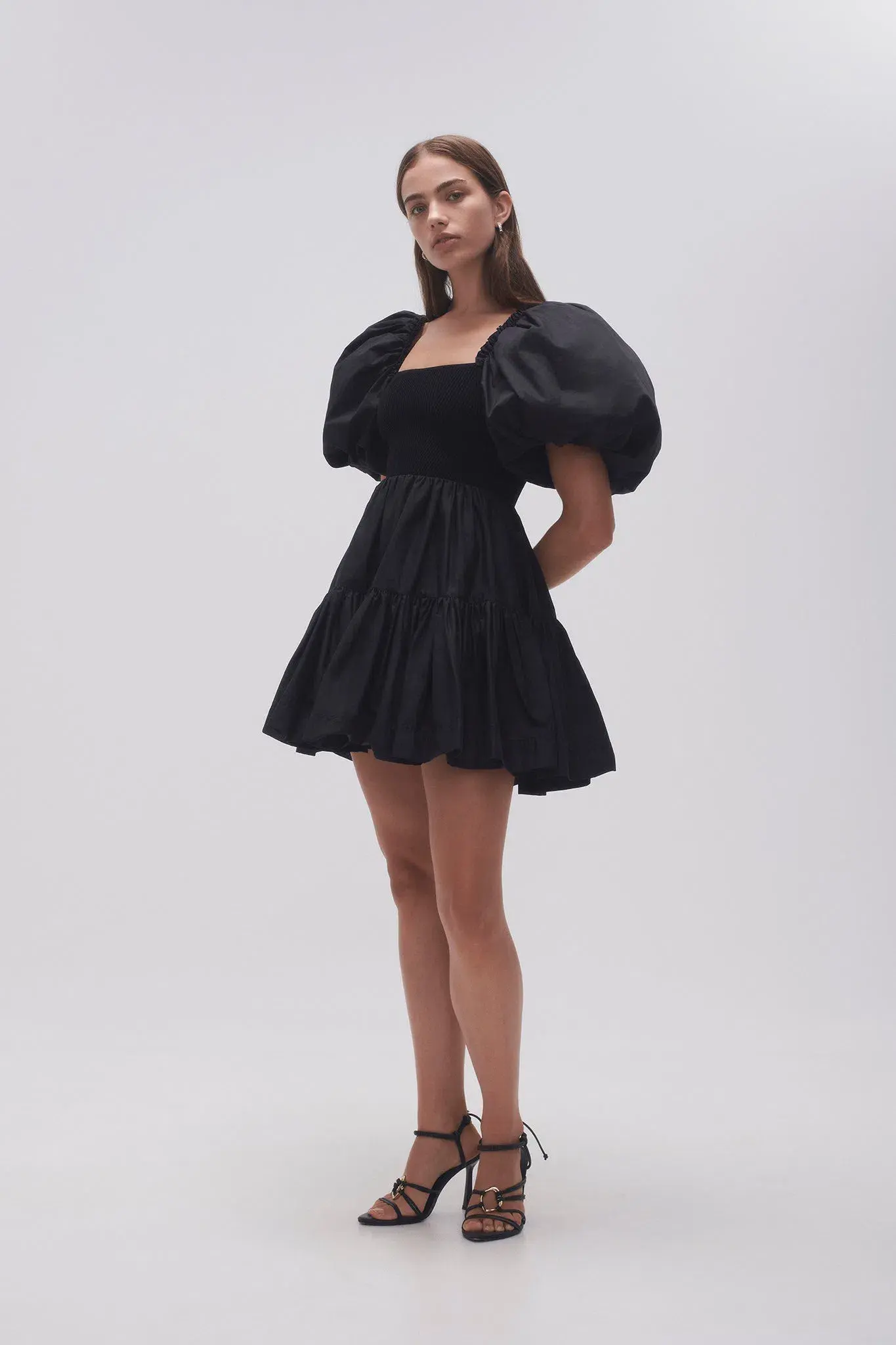 Aje Casa Puff Sleeve Mini Dress Black Size 8 - Image 1