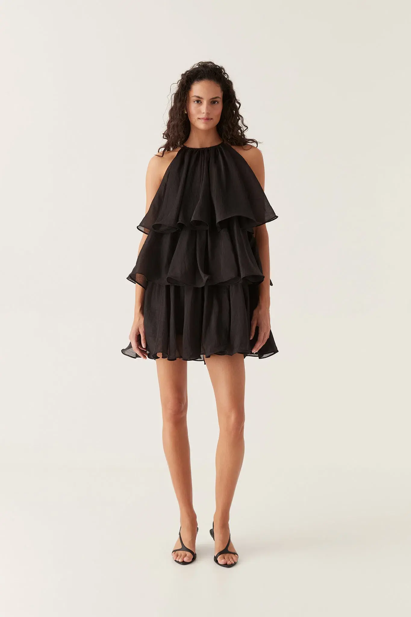 Aje Claudia Tiered Mini Dress Black Size 8 - Image 1
